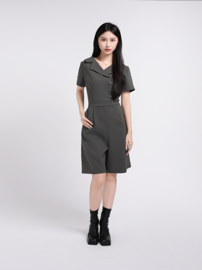 Collar With Side Button Jumpsuit 17520