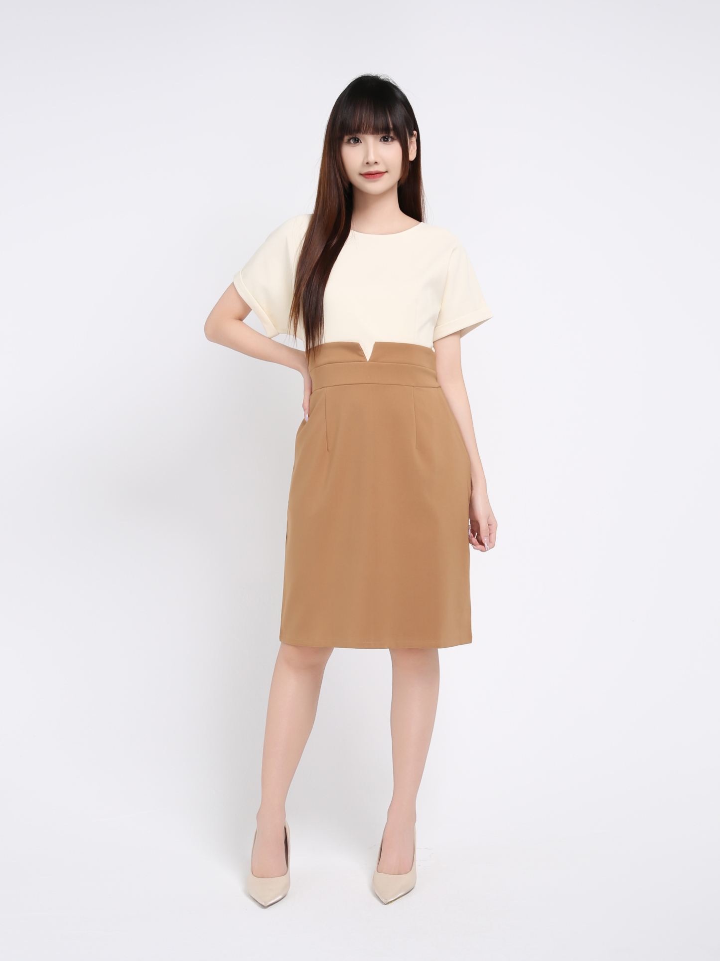 Two Tone Dolman Sleeve Dress 17530