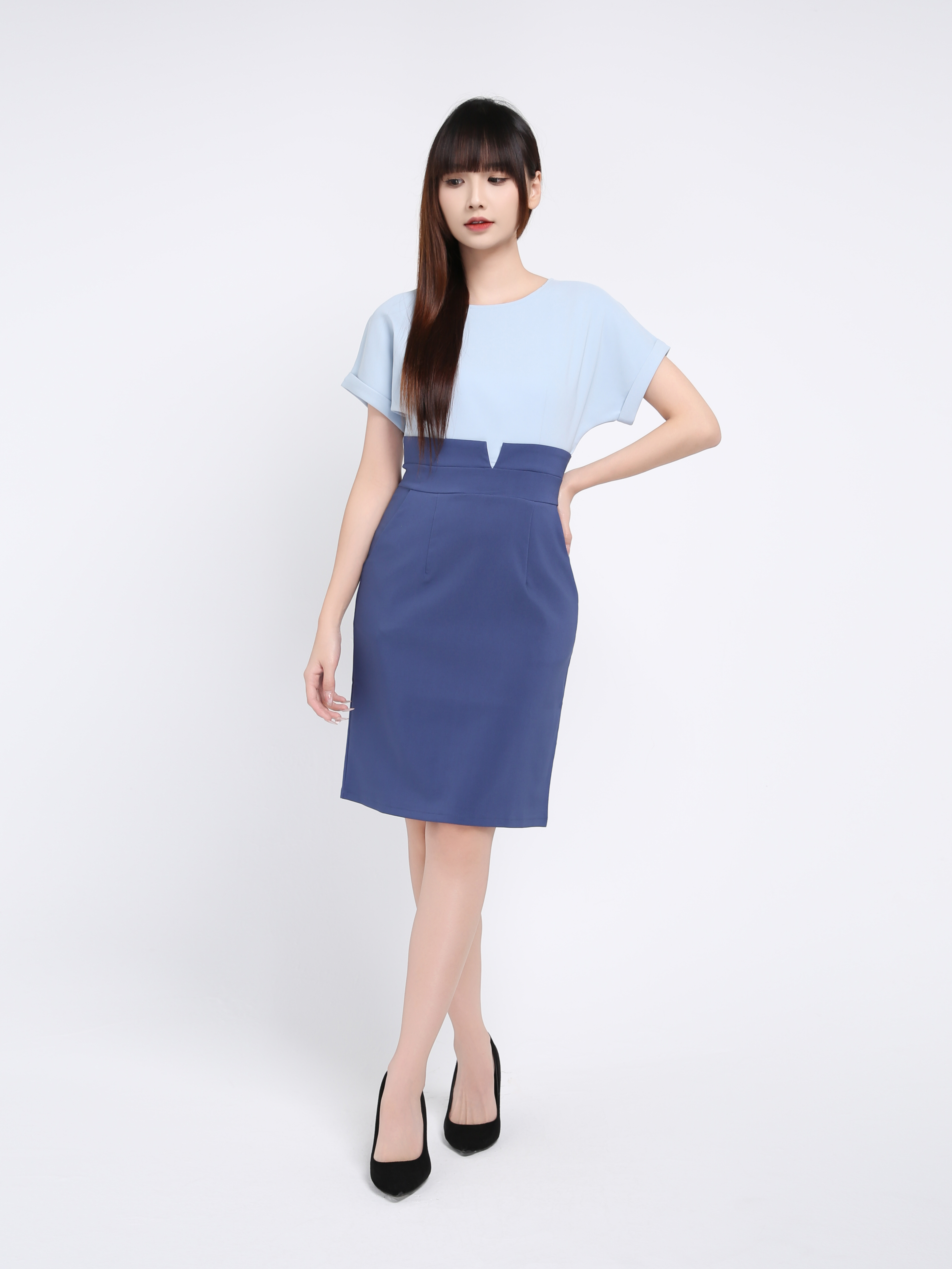 Two Tone Dolman Sleeve Dress 17530
