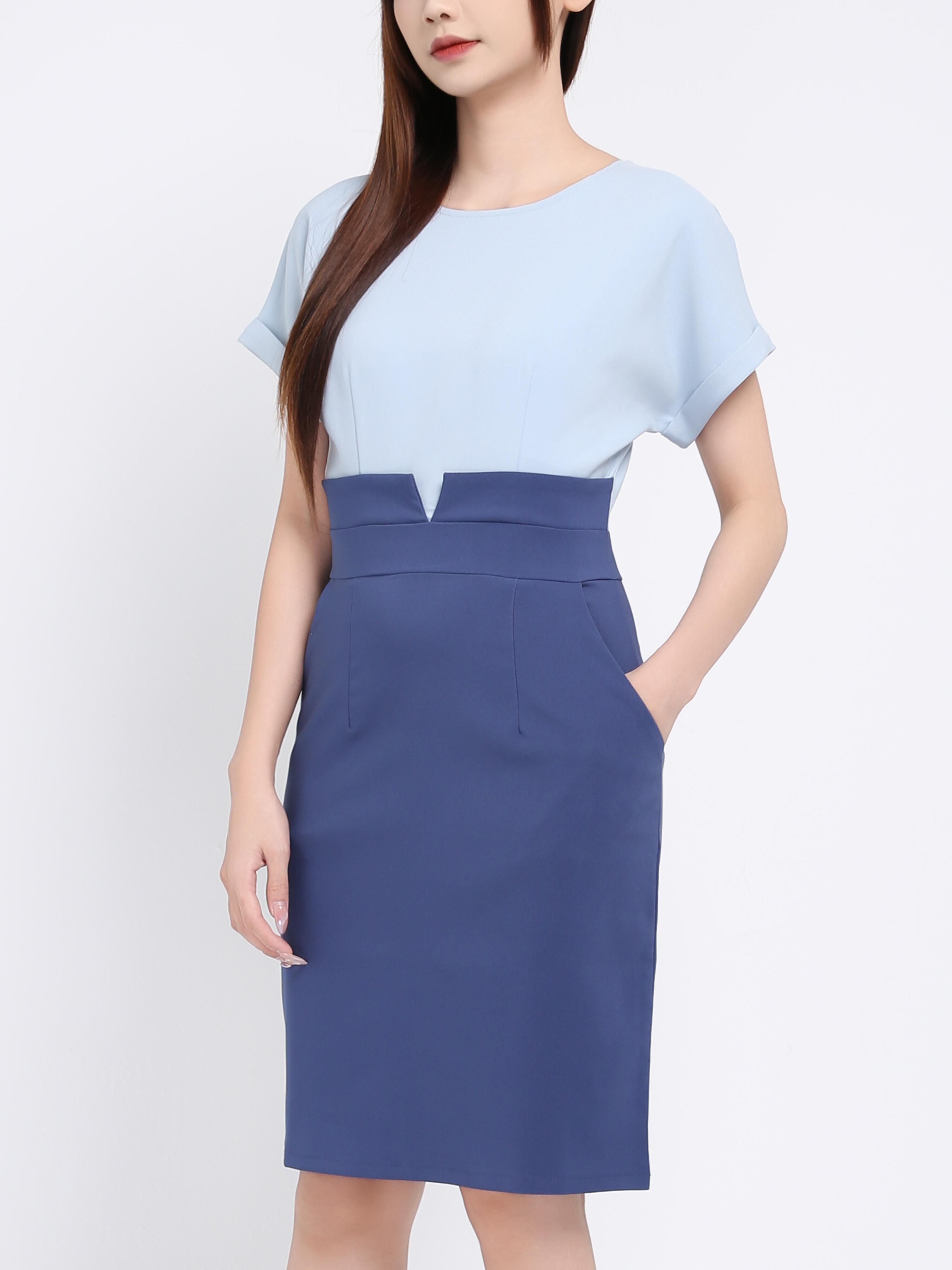Two Tone Dolman Sleeve Dress 17530
