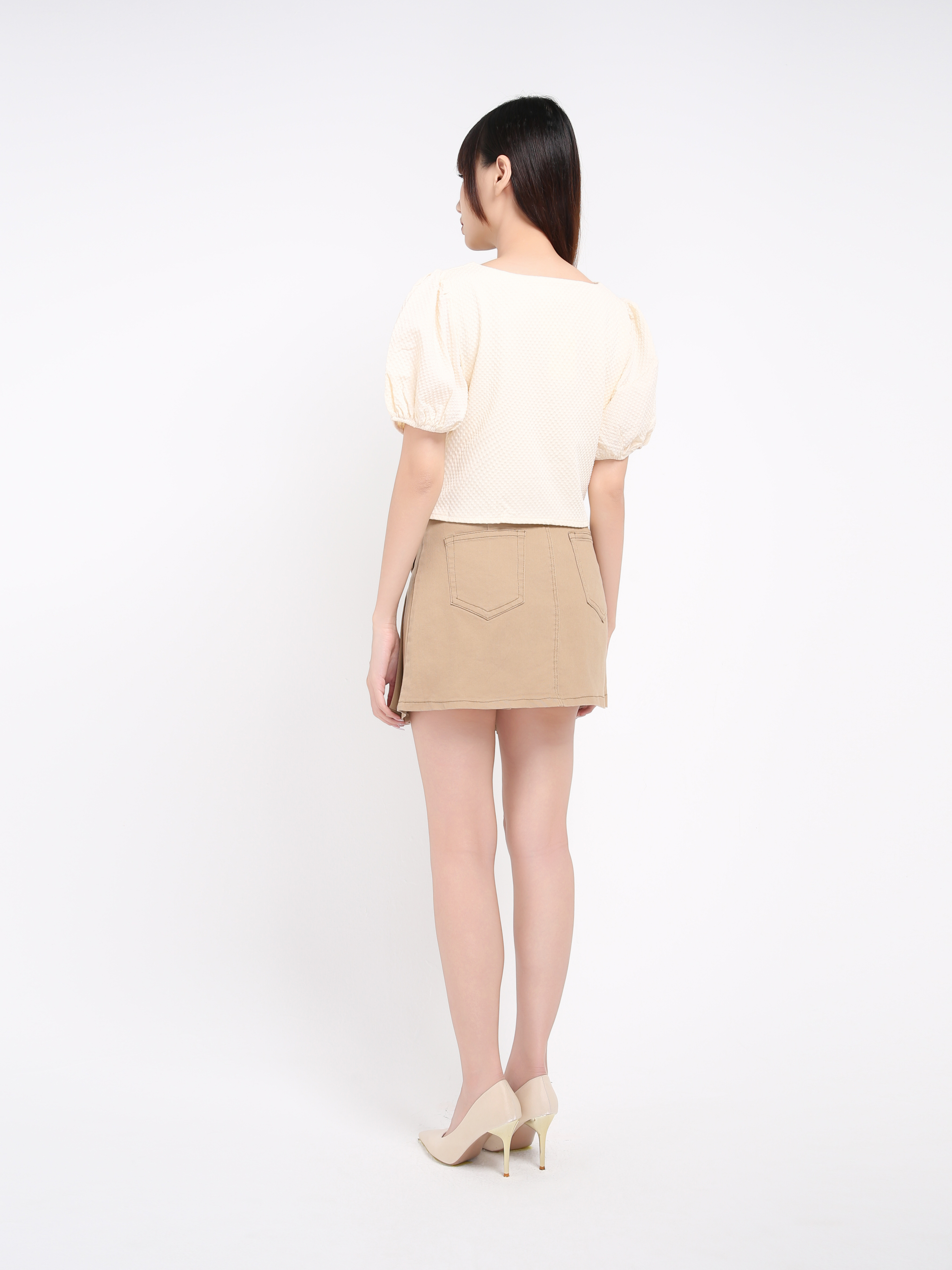 Puff Sleeve With Front Pleated Top 17578