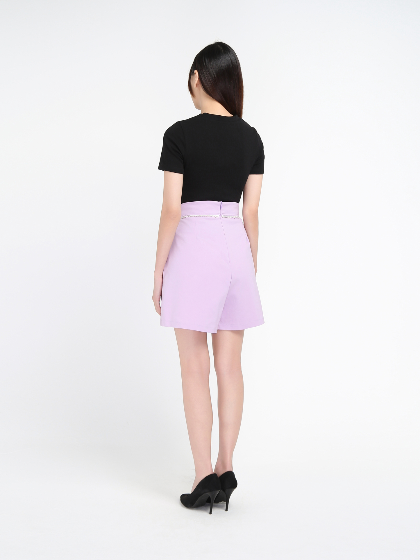 High Waist With Decorative Pearl Short Pants 17587