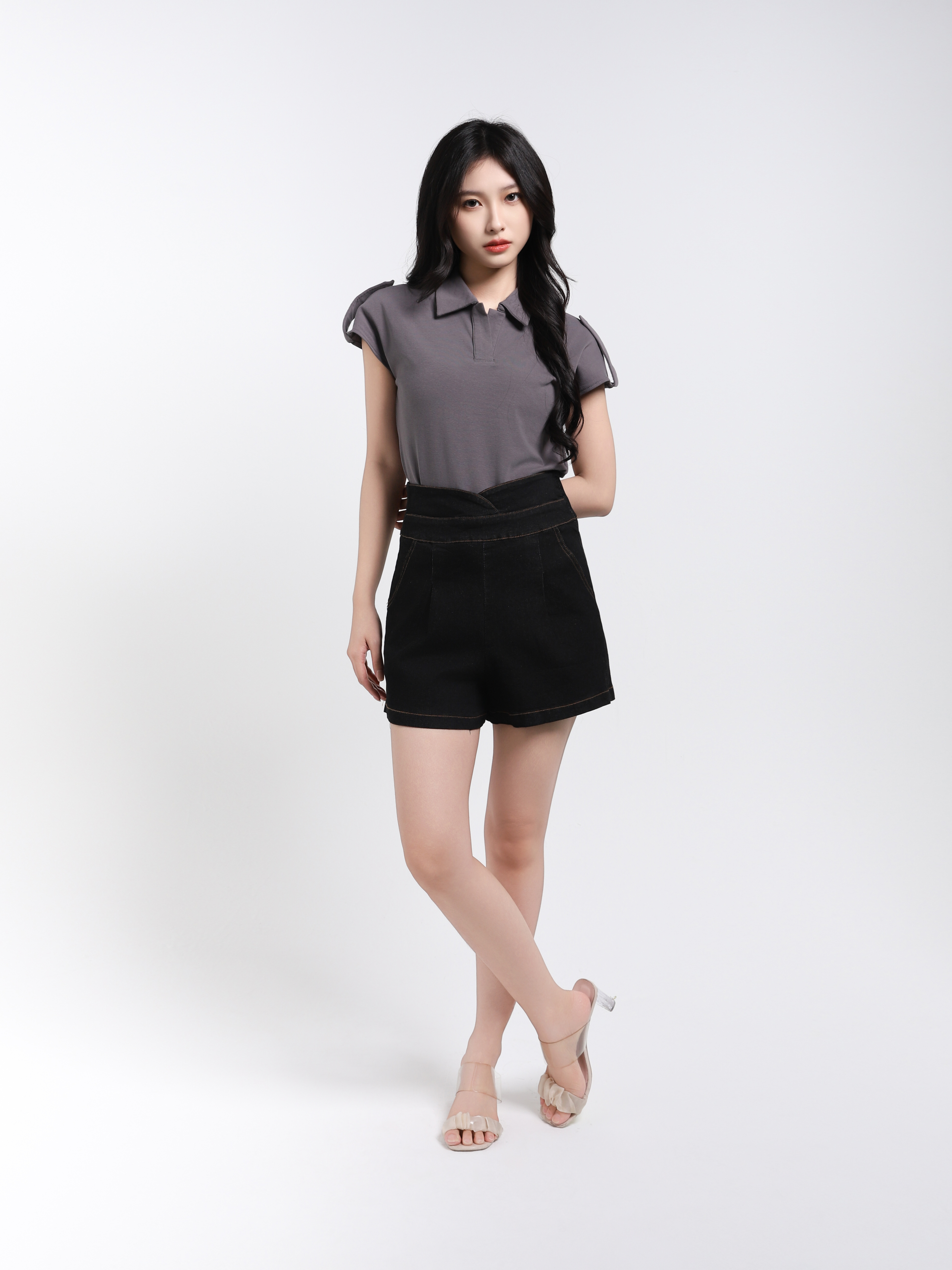 Denim High Waist Short Pants 17591
