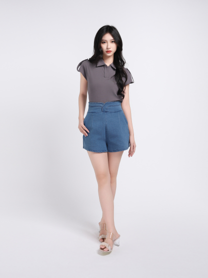 Denim High Waist Short Pants 17591