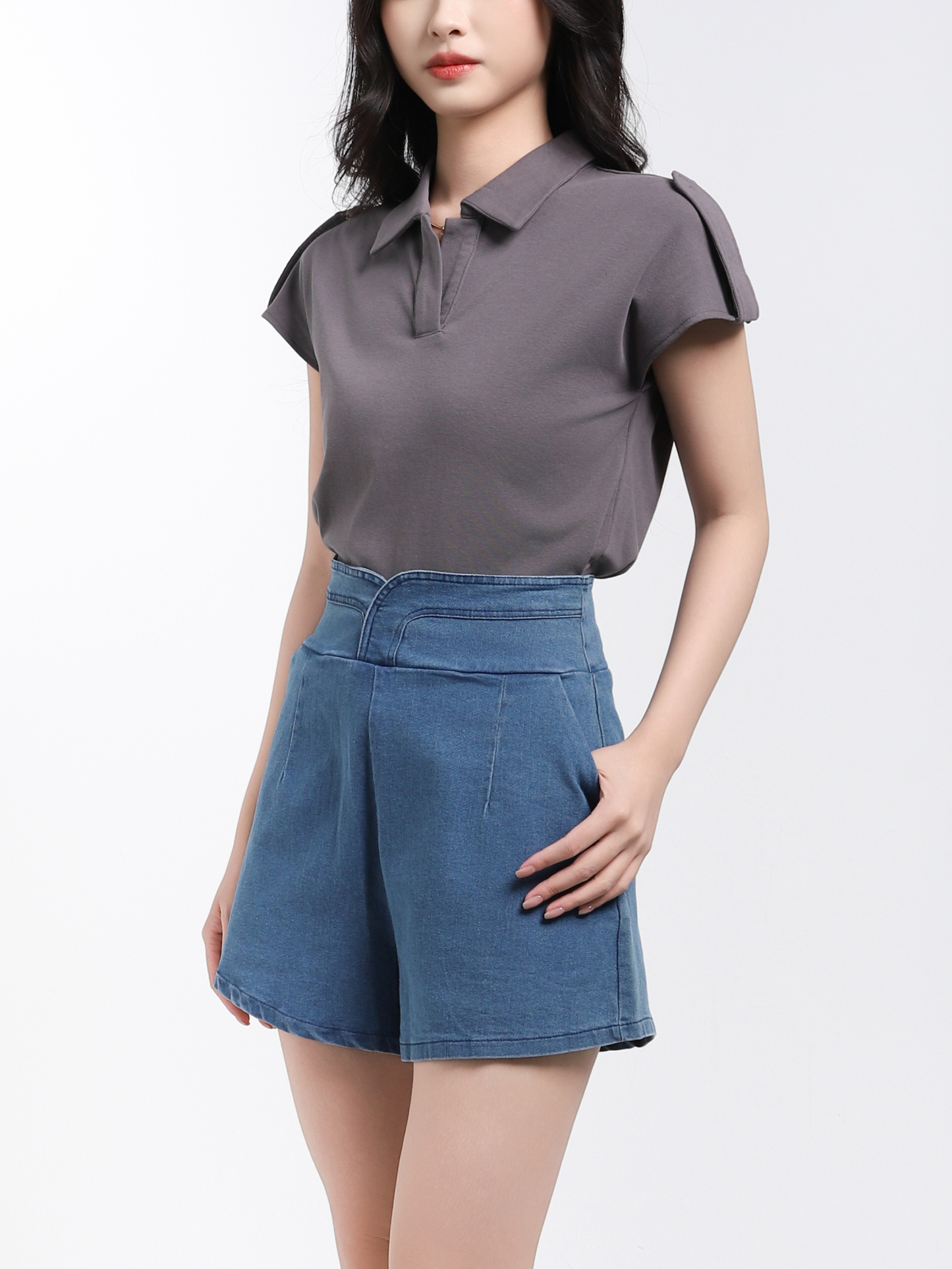 Denim High Waist Short Pants 17591
