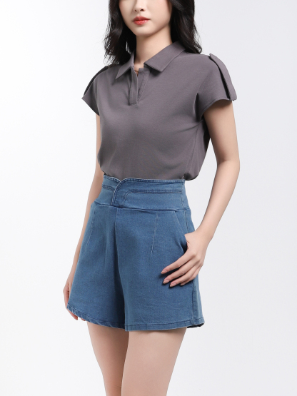 Denim High Waist Short Pants 17591