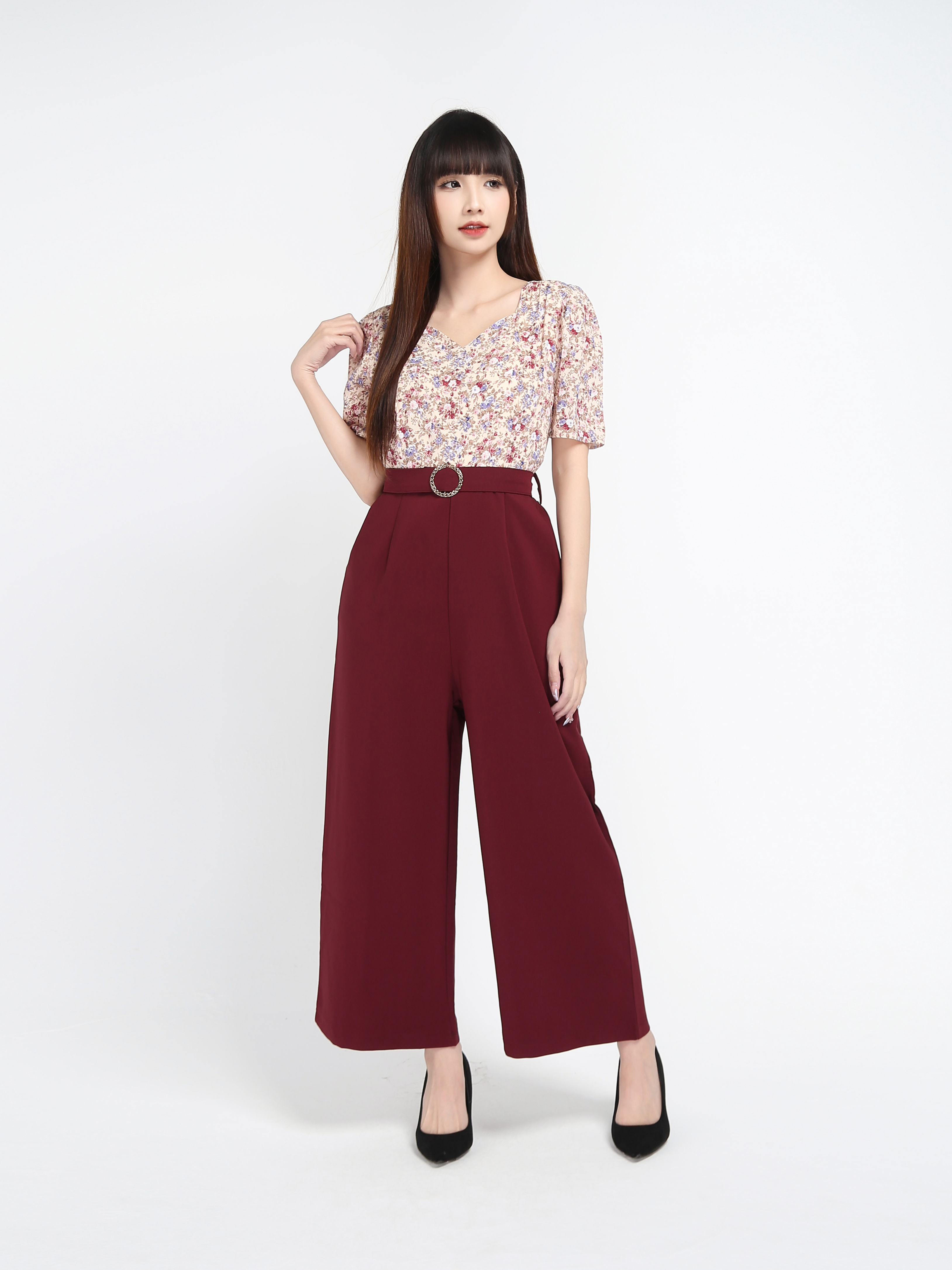 Two Tone Floral Jumpsuit 17661