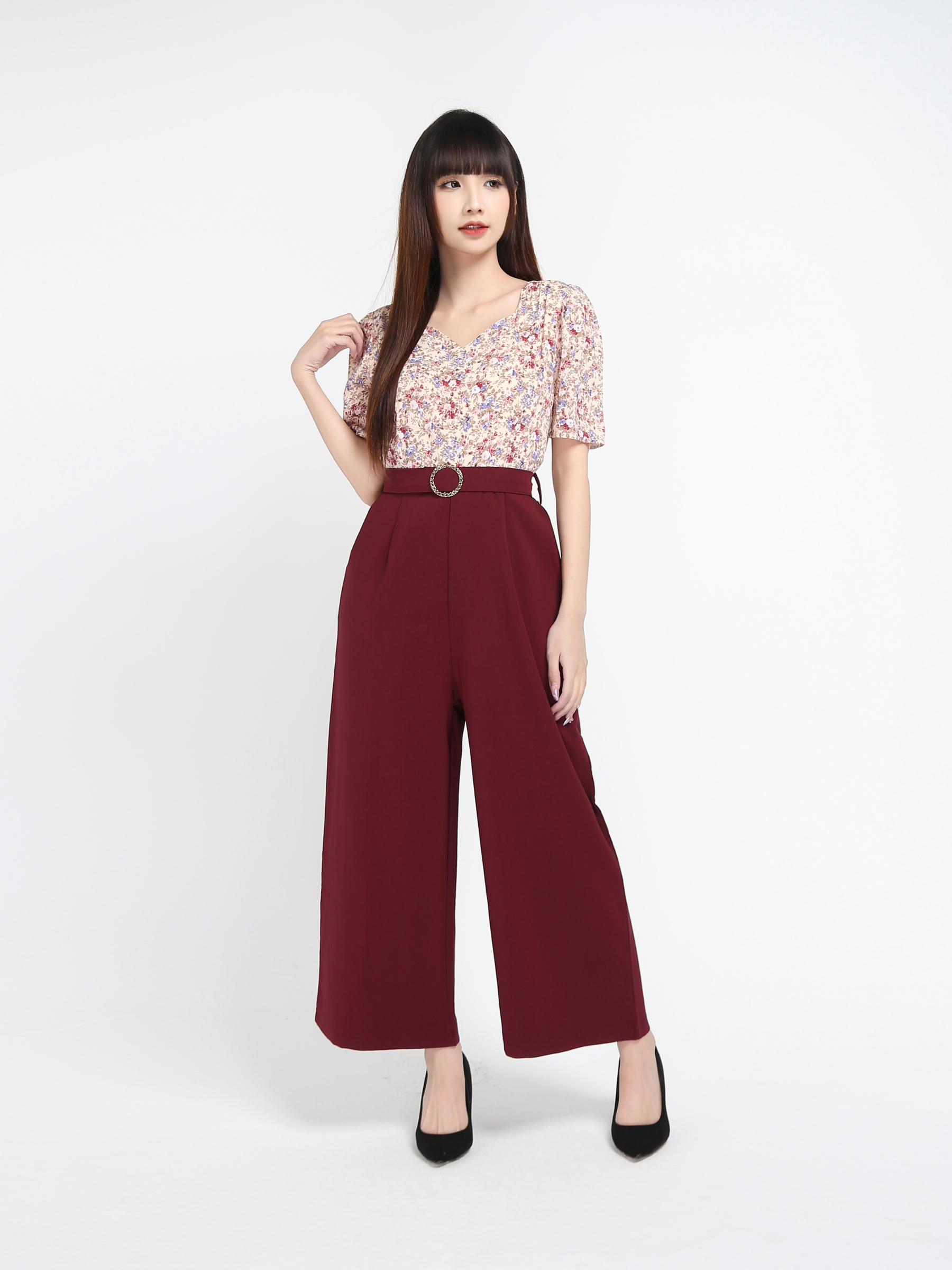 Two Tone Floral Jumpsuit 17661