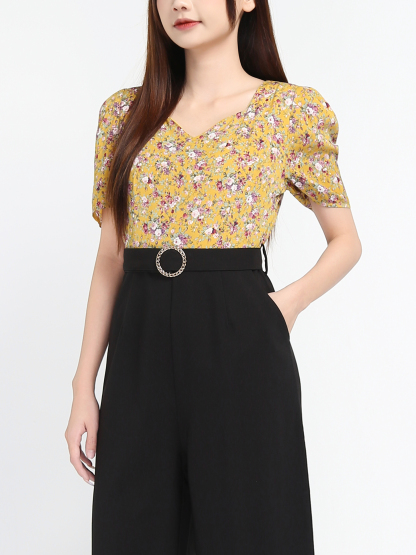 Two Tone Floral Jumpsuit 17661