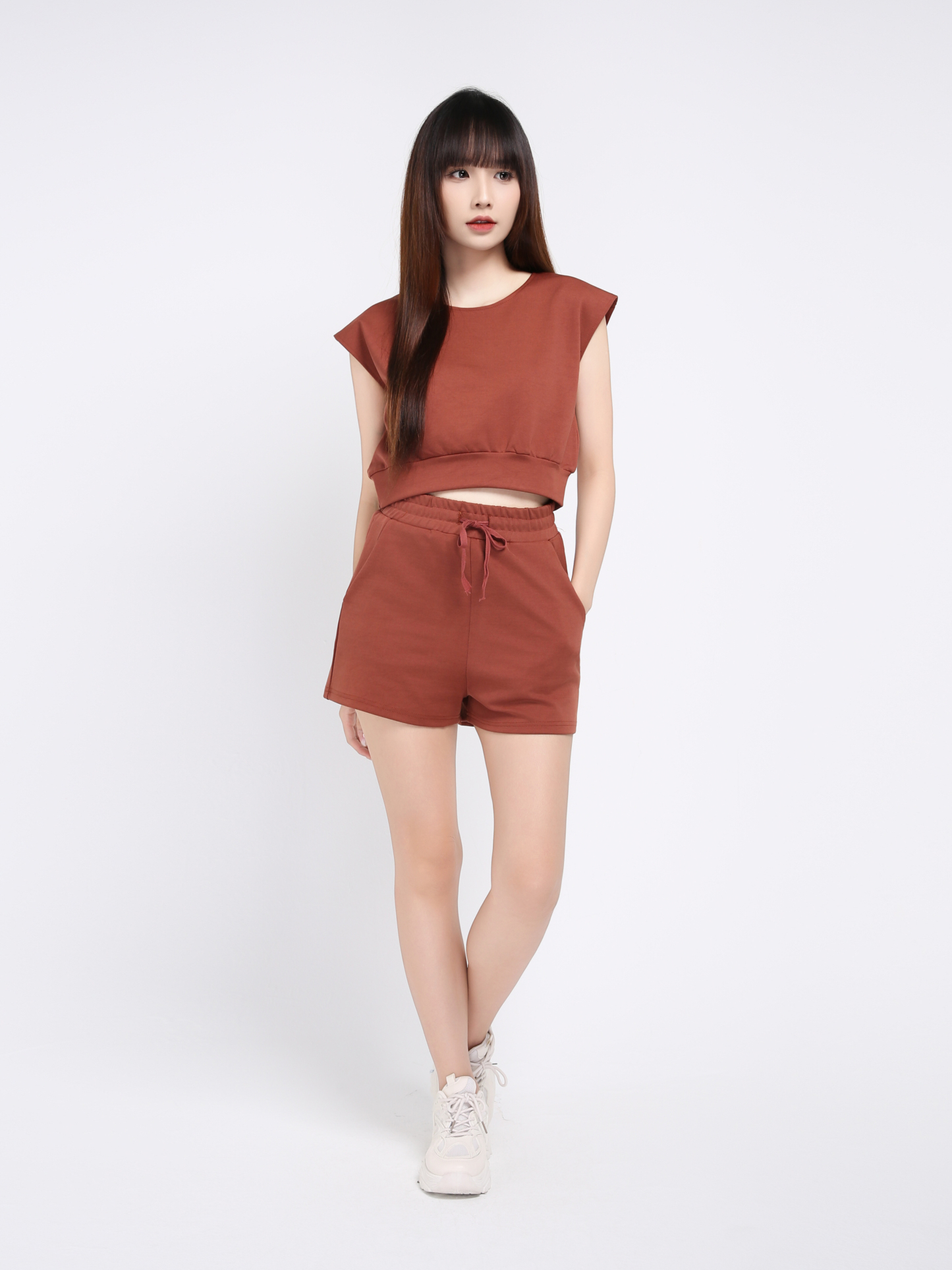 Sleeveless Basic Plain Set 17666
