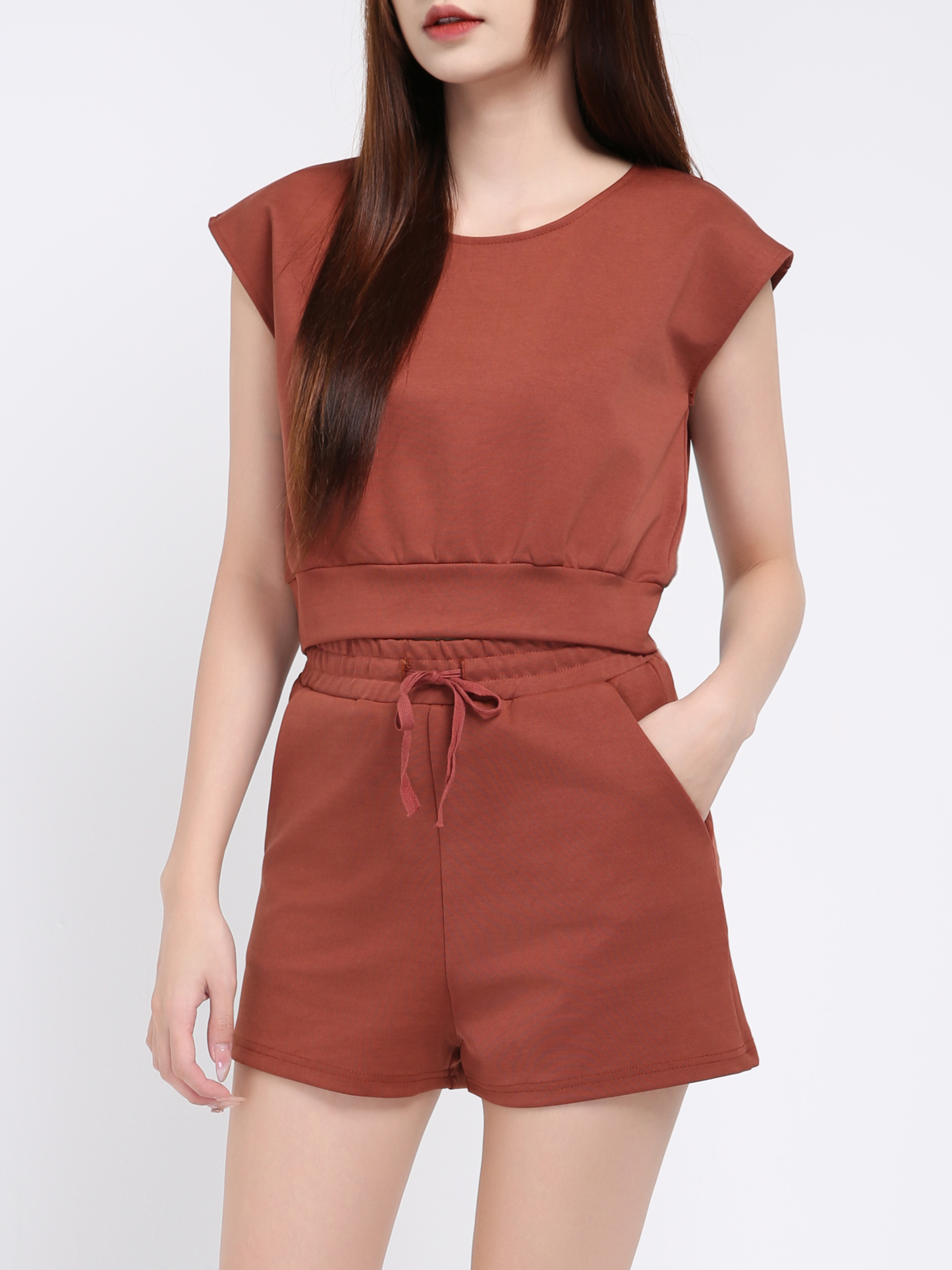 Sleeveless Basic Plain Set 17666