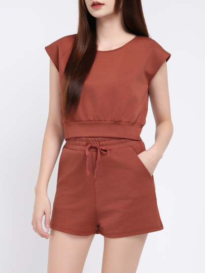 Sleeveless Basic Plain Set 17666