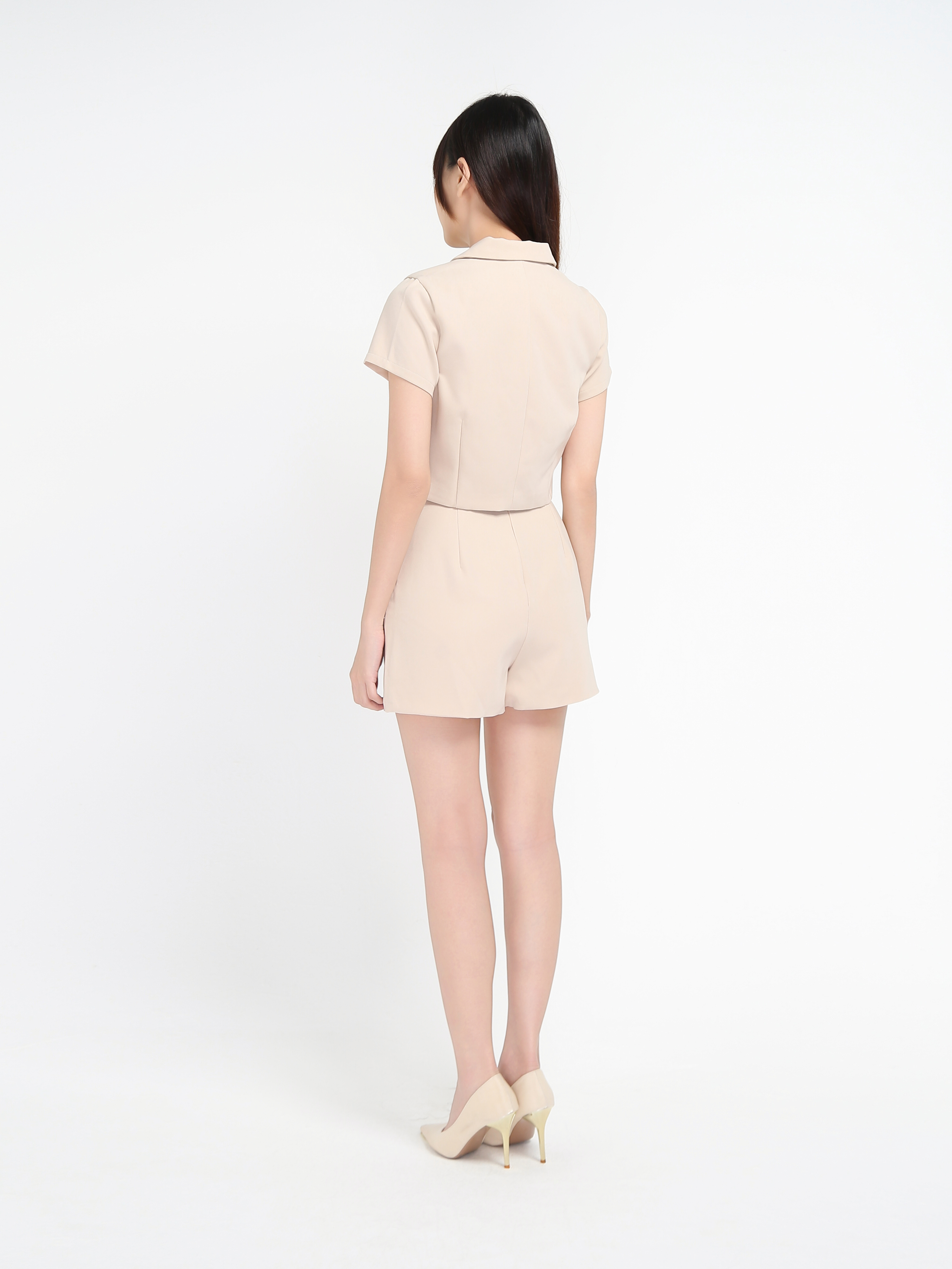 Collared Front Button With Short Pant Set 17688