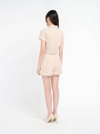 Collared Front Button With Short Pant Set 17688