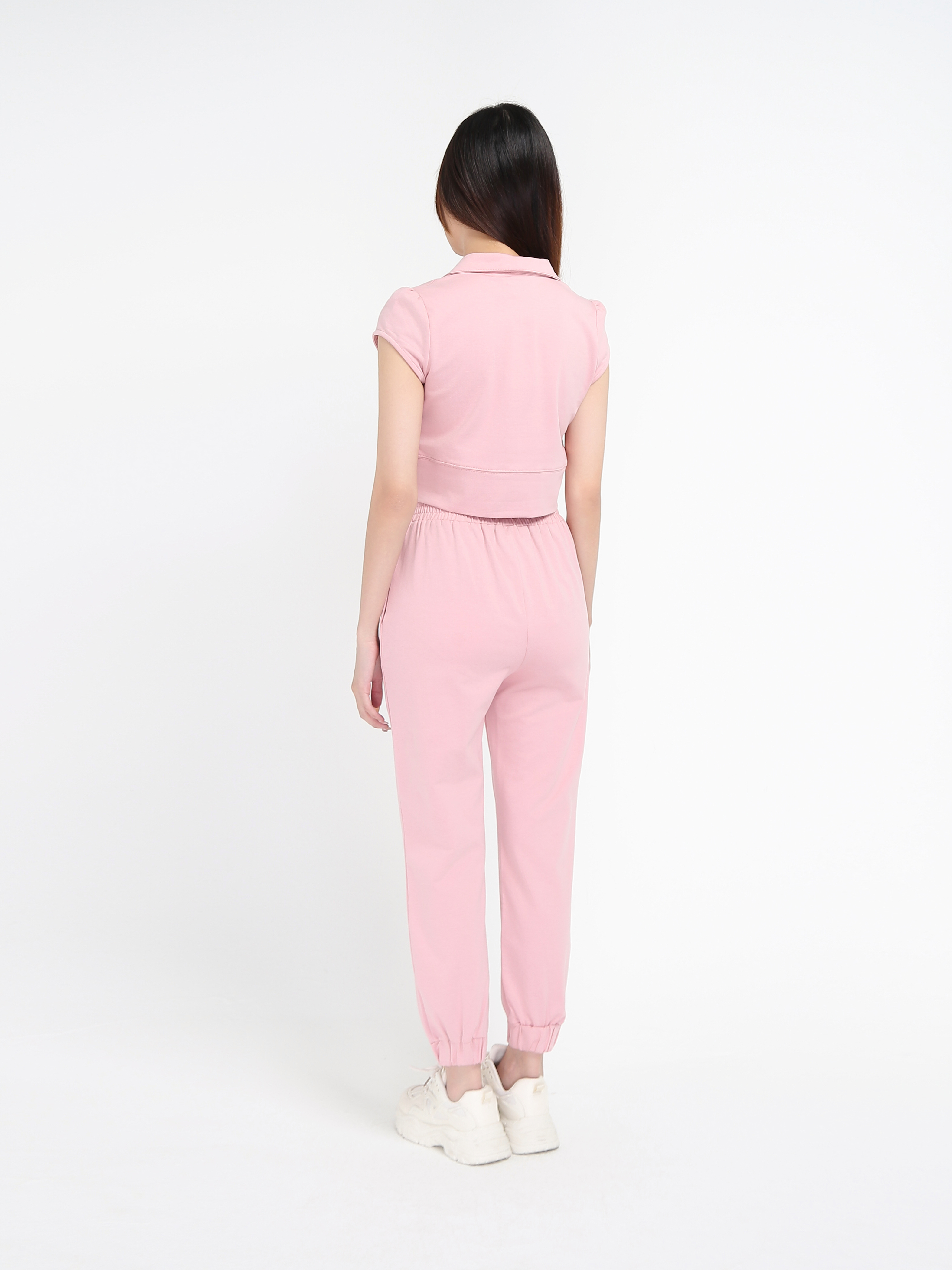 Collared Plain Sleeveless And Side Pocket Pant Set 17757