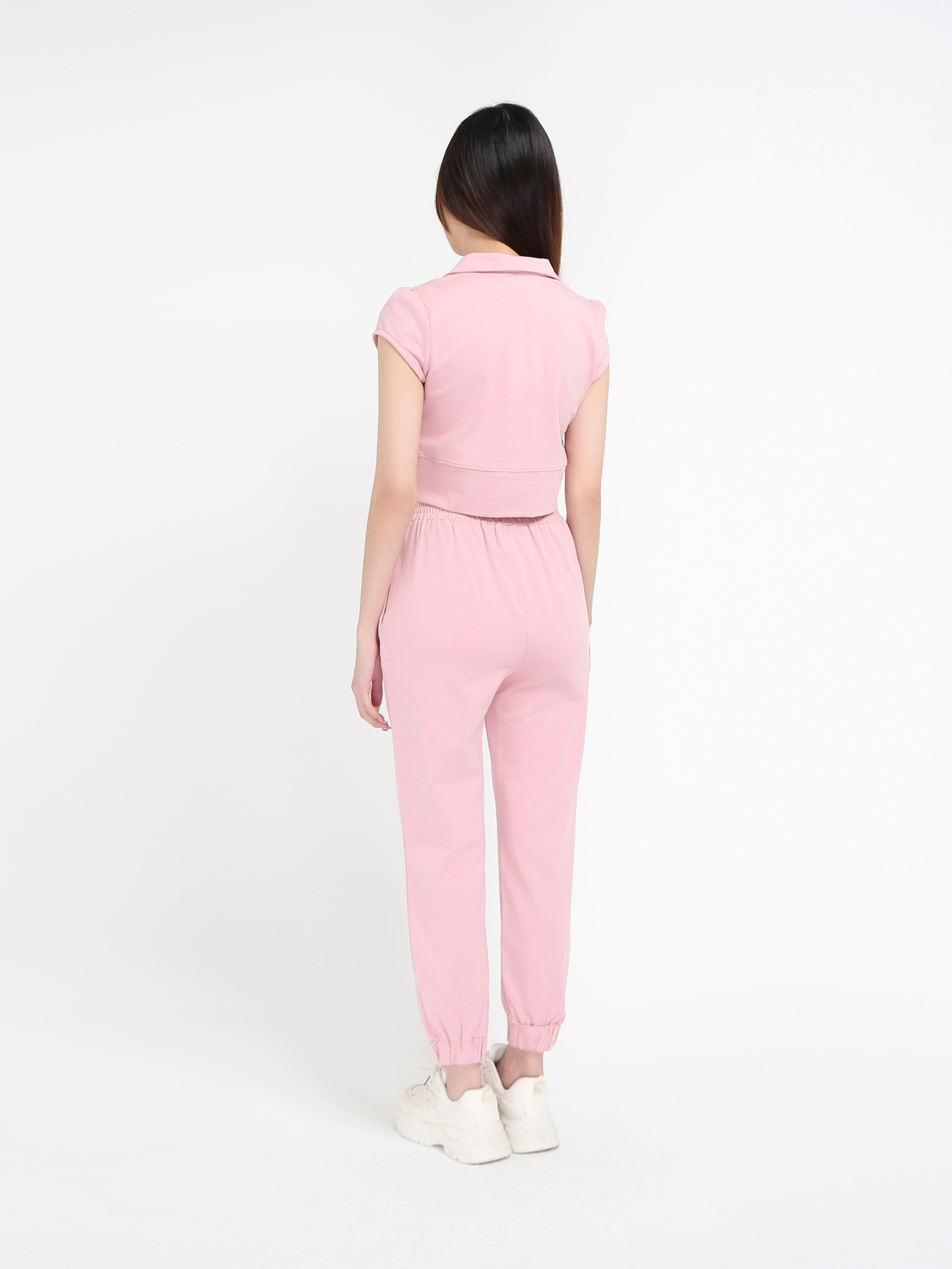 Collared Plain Sleeveless And Side Pocket Pant Set 17757