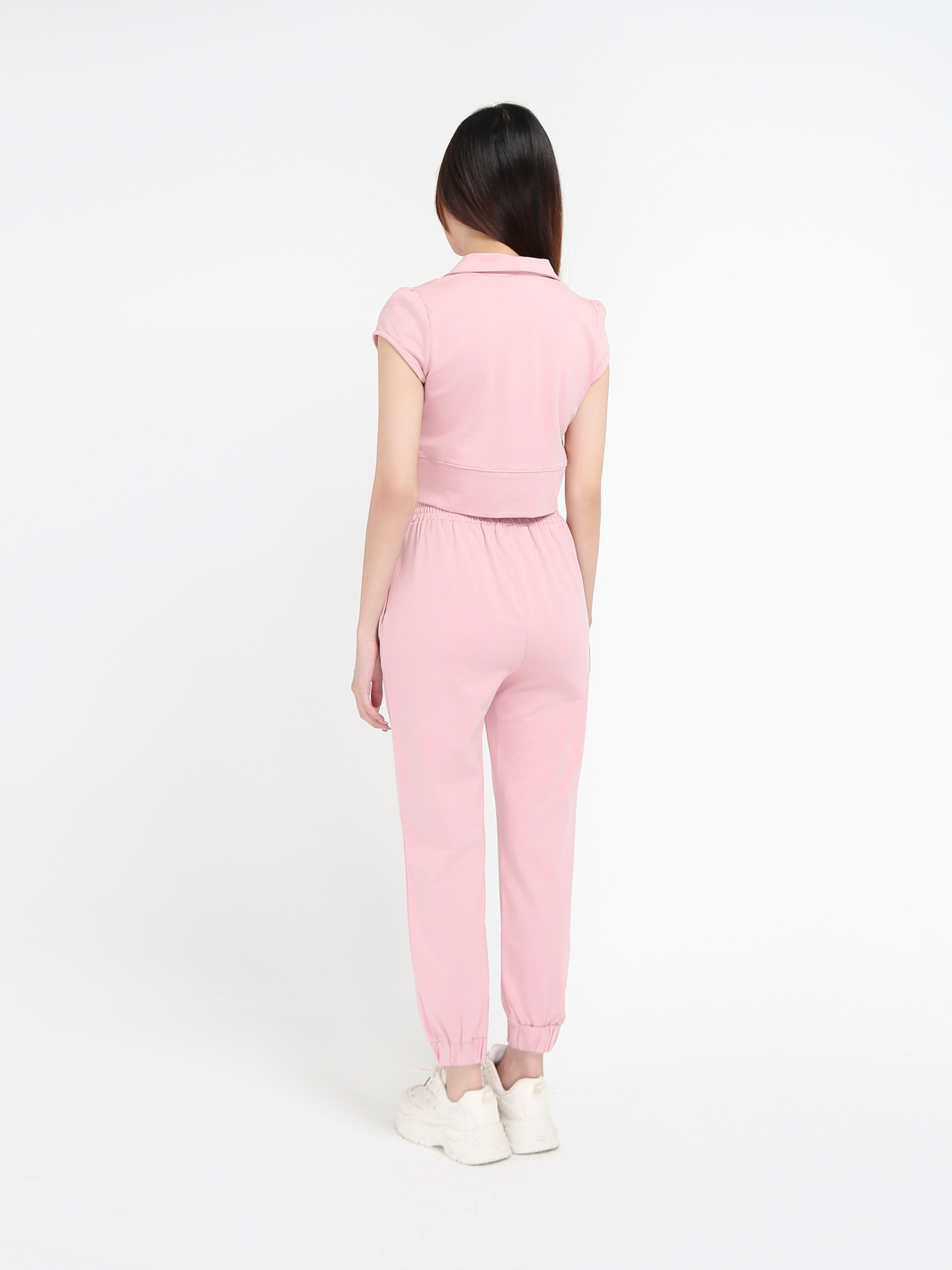 Collared Plain Sleeveless And Side Pocket Pant Set 17757