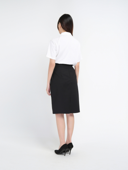 High Waist Front Pocket Middle Skirt 17819