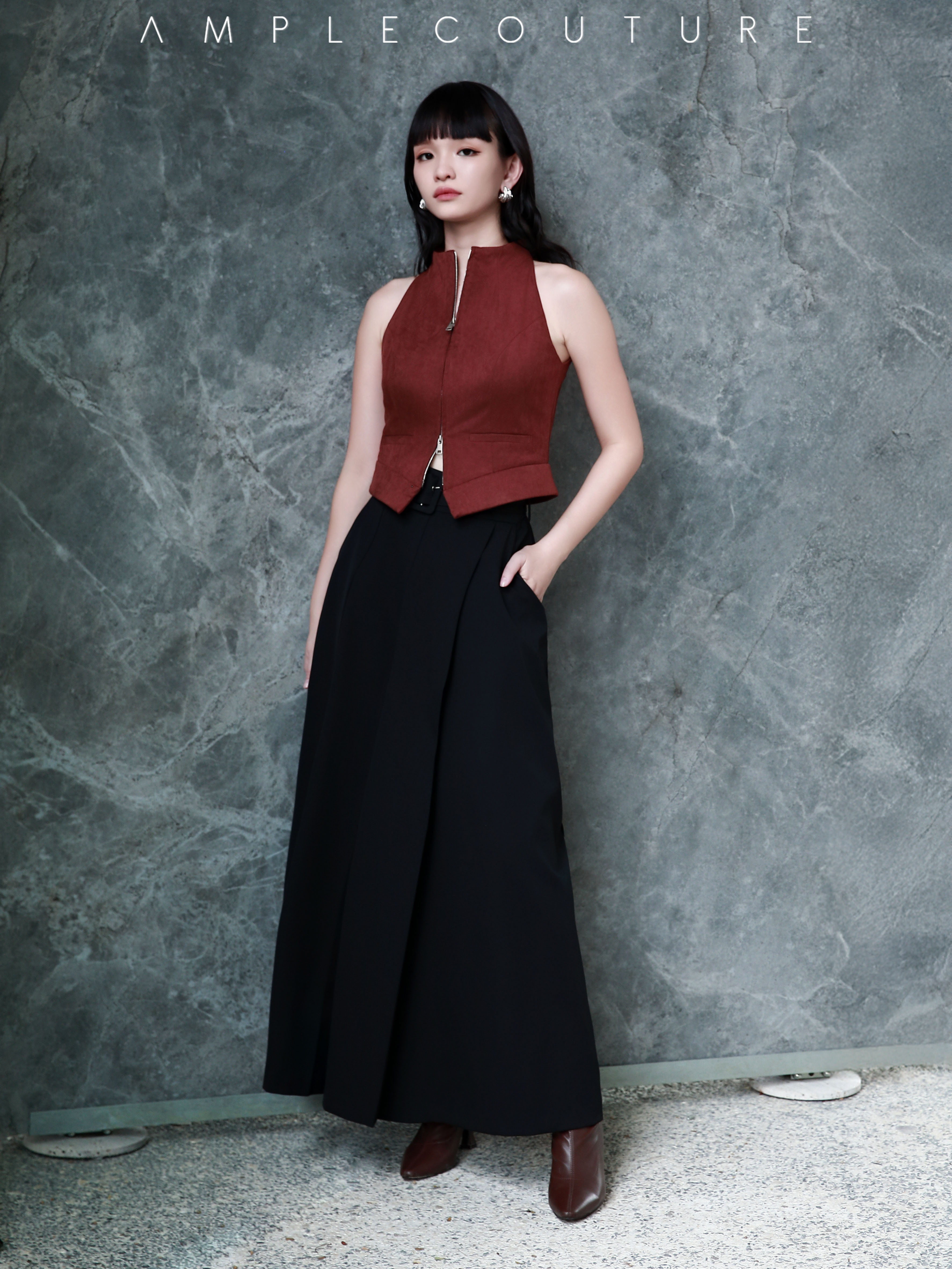 Halter Front Zip Top AC144