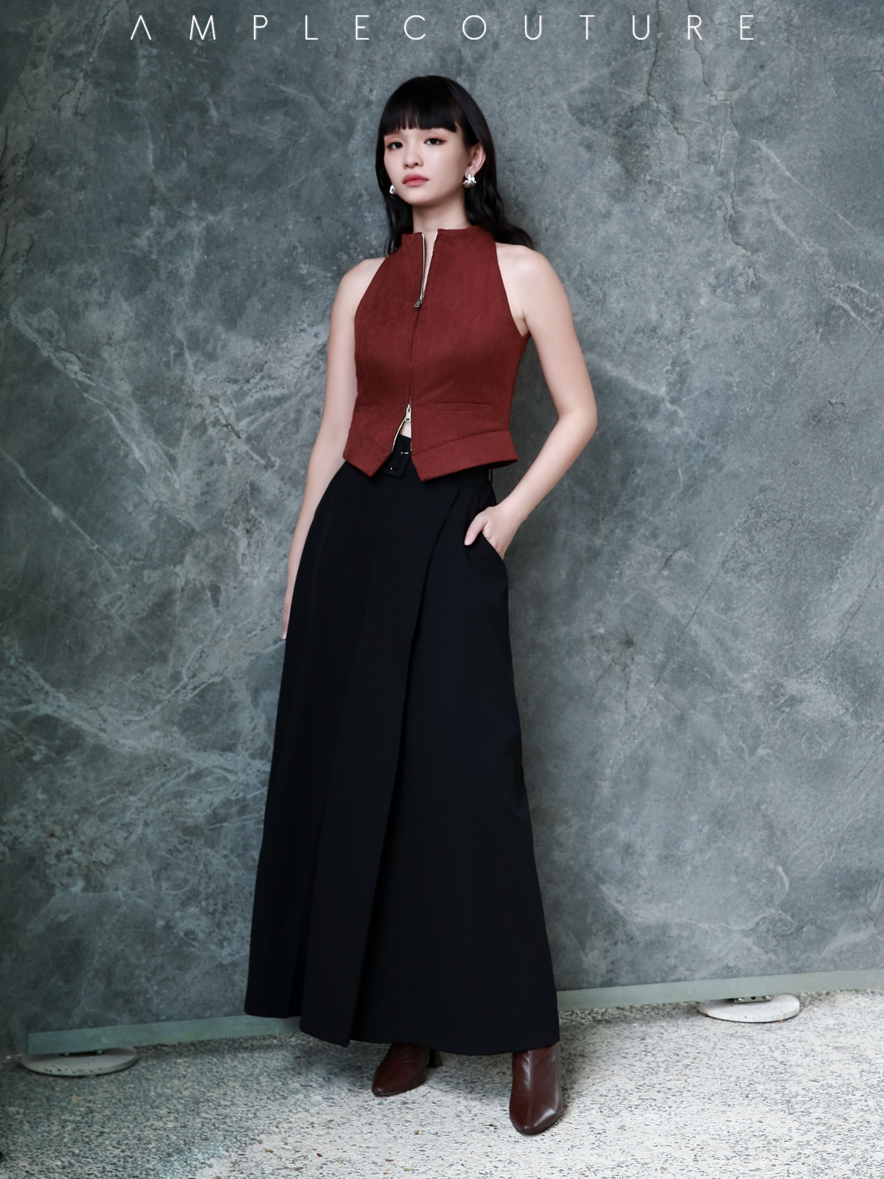 Halter Front Zip Top AC144