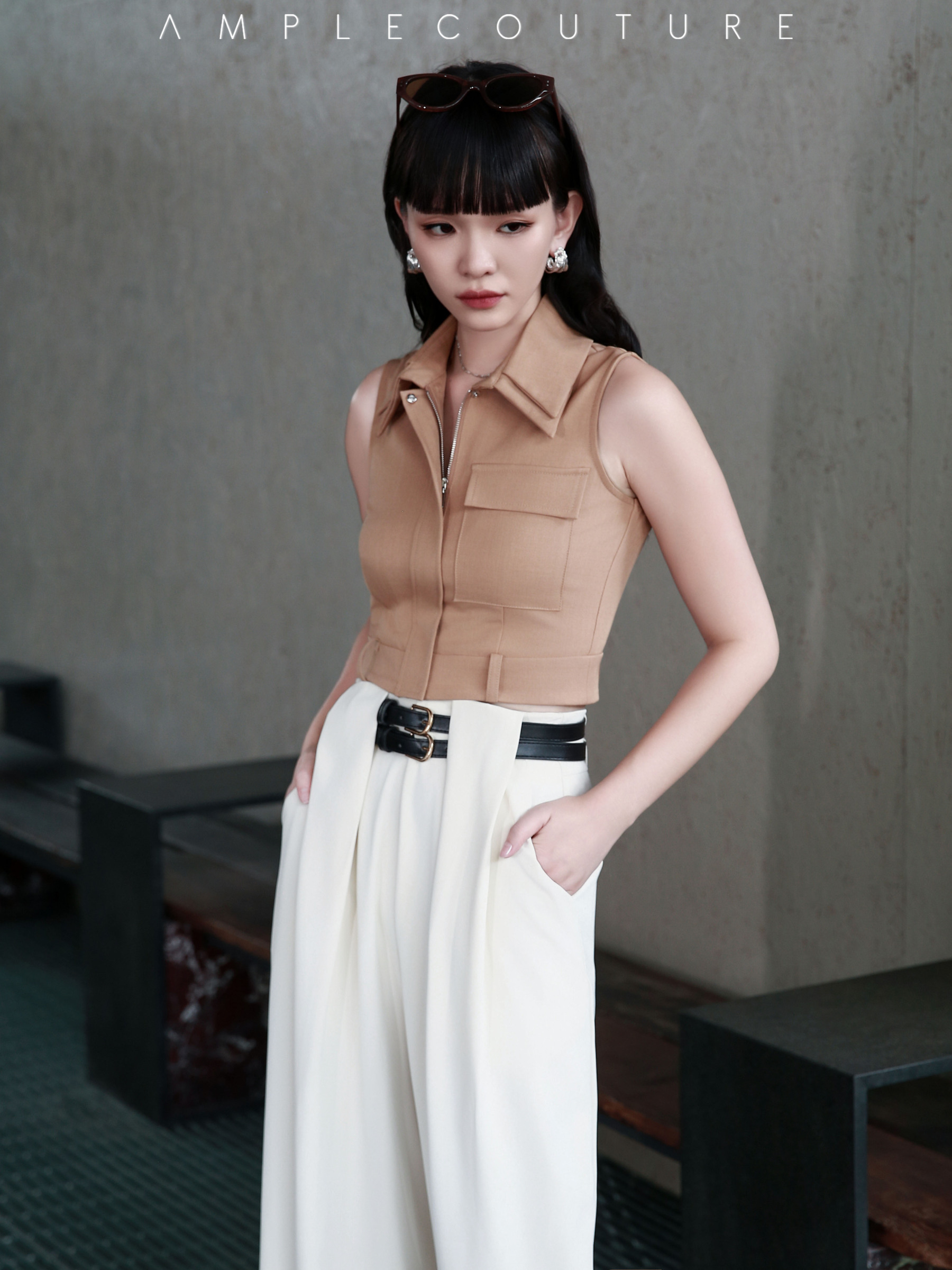 Sleeveless With Belt Top AC912