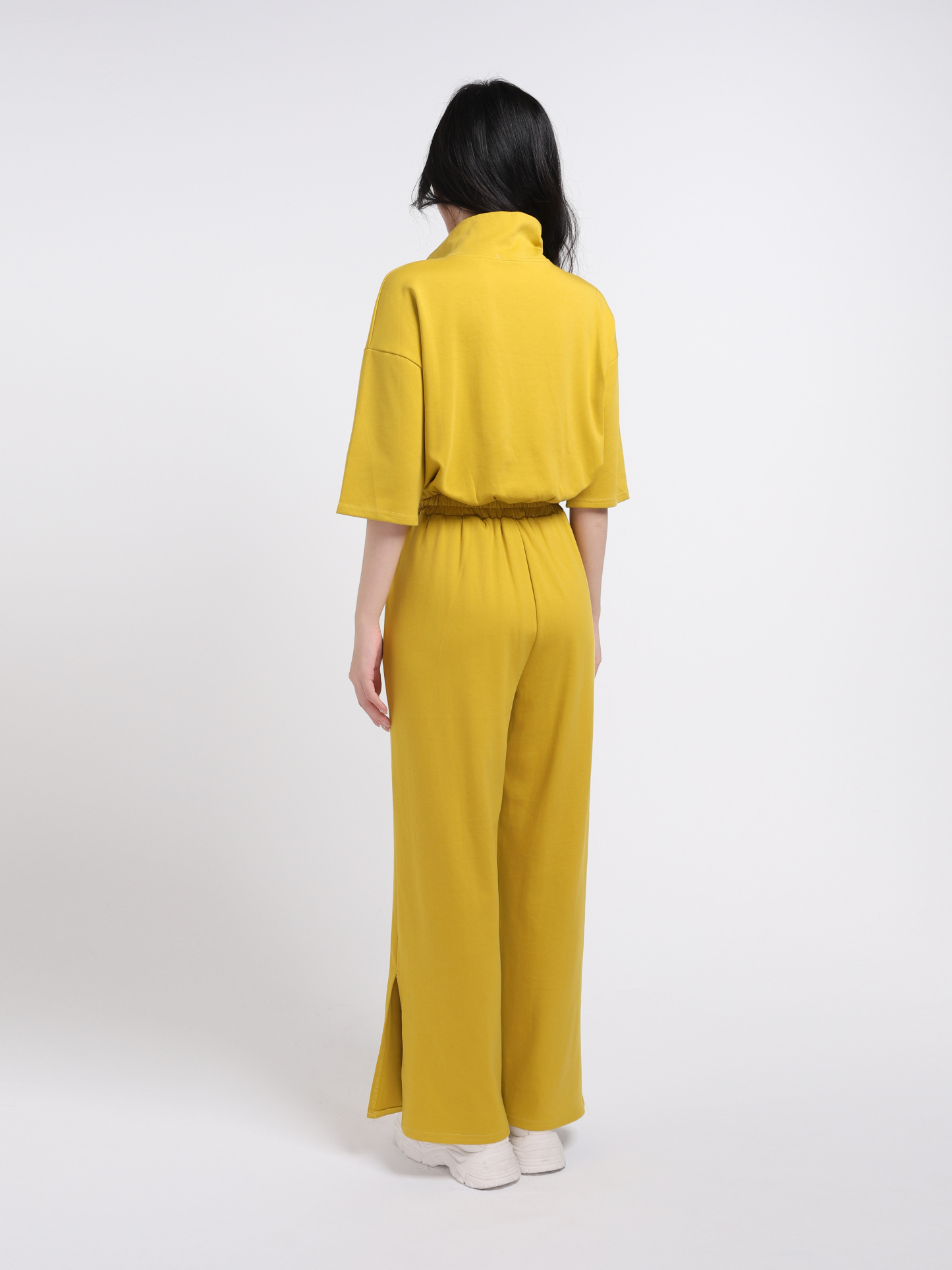 Turtle Neck Front Zip Elastic Waist Long Sleeve With Pants Set 18034