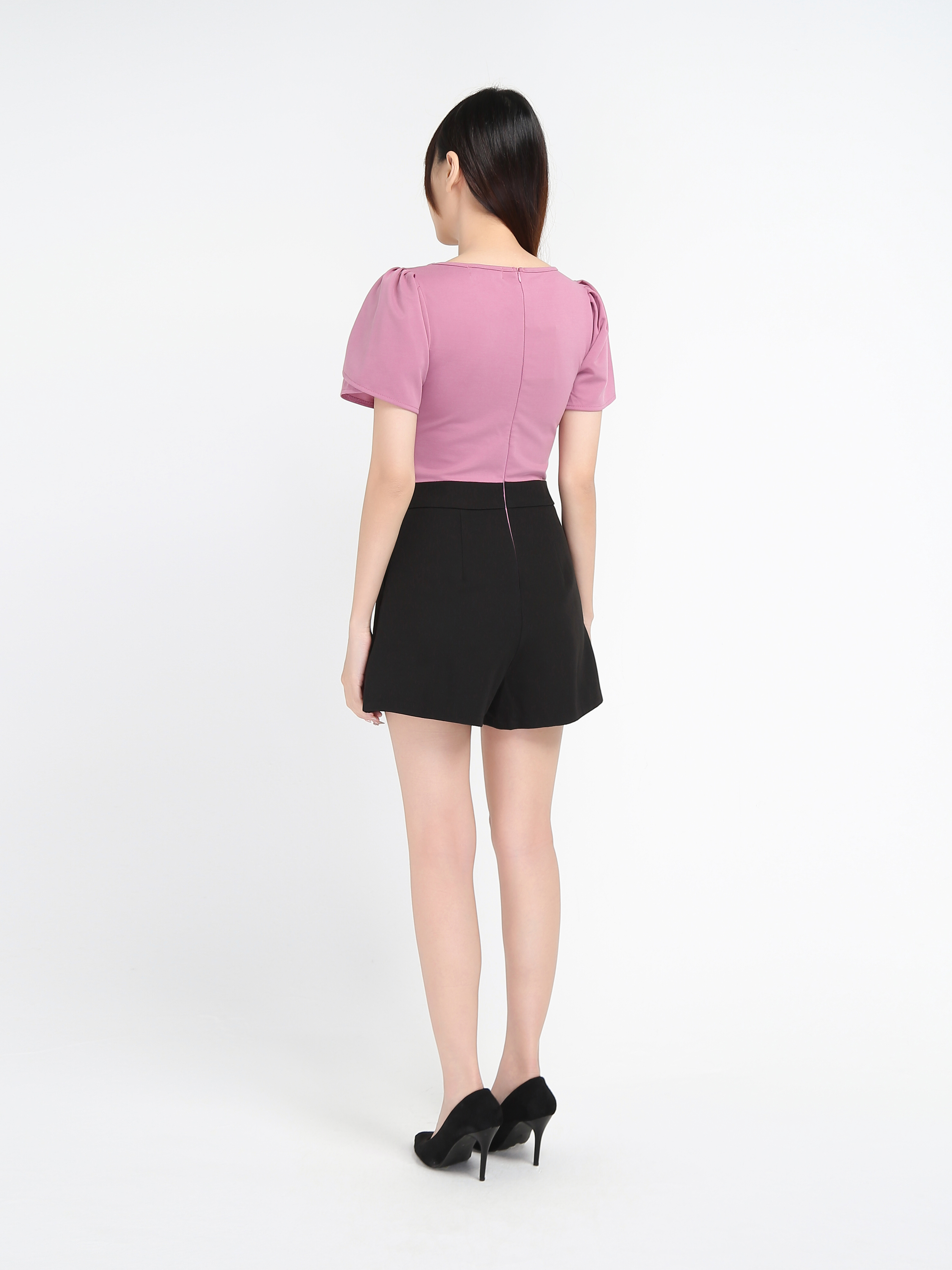 Square Neck Overlap Sleeve Front Jumpsuit 18097