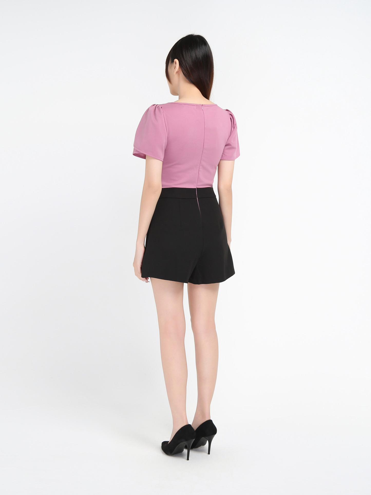 Square Neck Overlap Sleeve Front Jumpsuit 18097