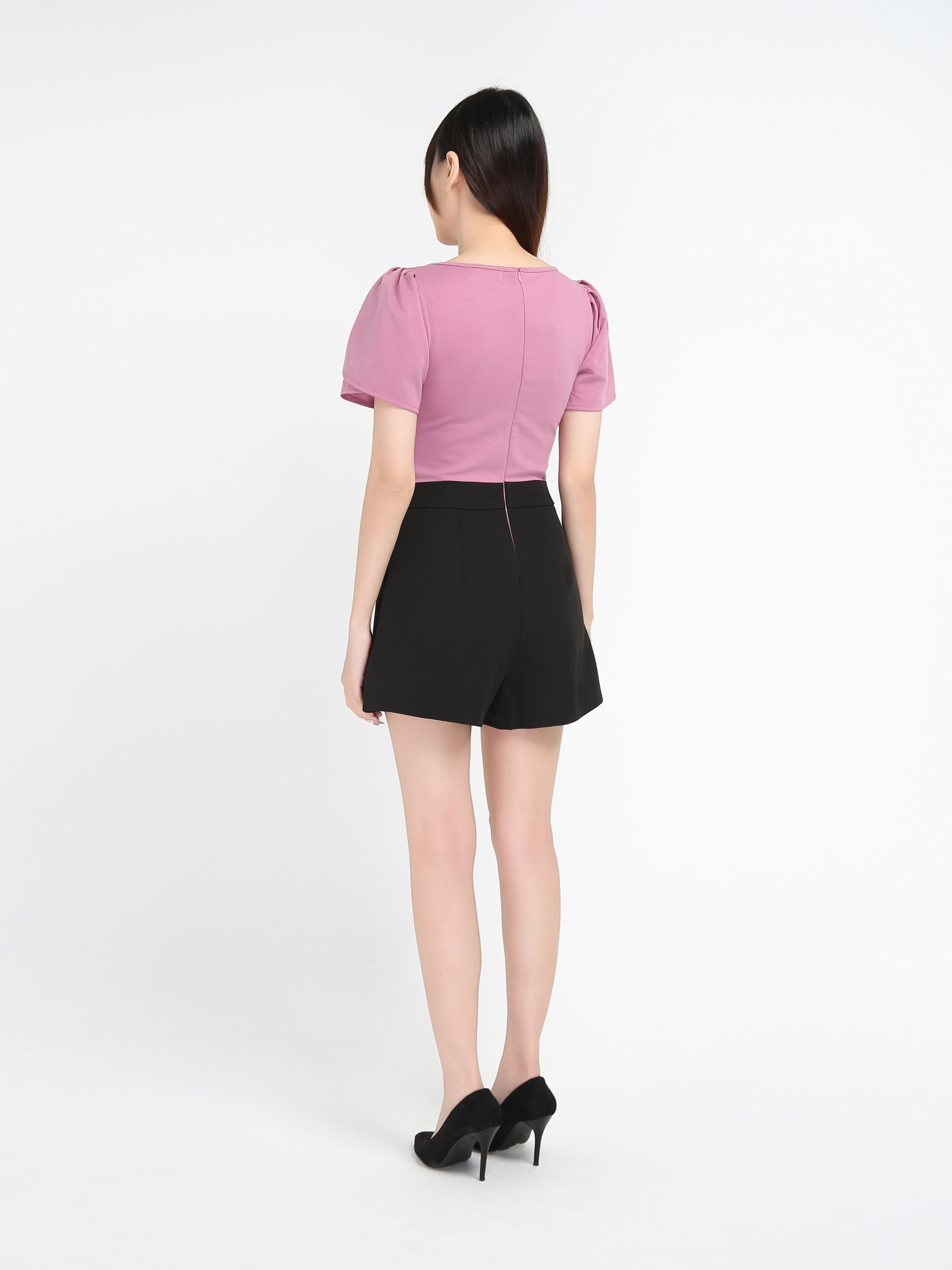 Square Neck Overlap Sleeve Front Jumpsuit 18097