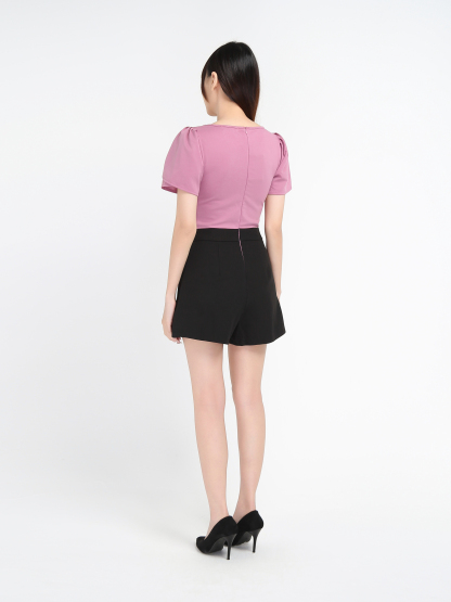 Square Neck Overlap Sleeve Front Jumpsuit 18097