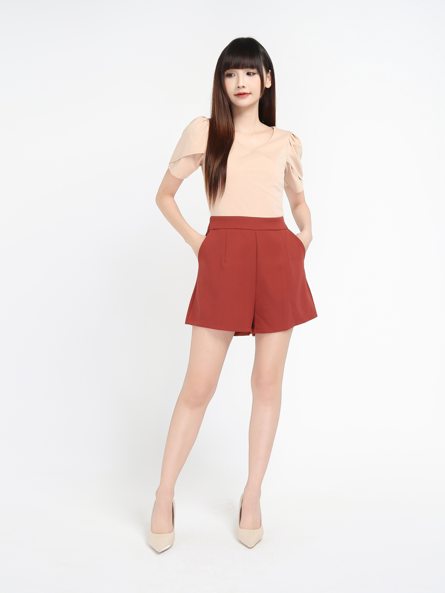 Square Neck Overlap Sleeve Front Jumpsuit 18097