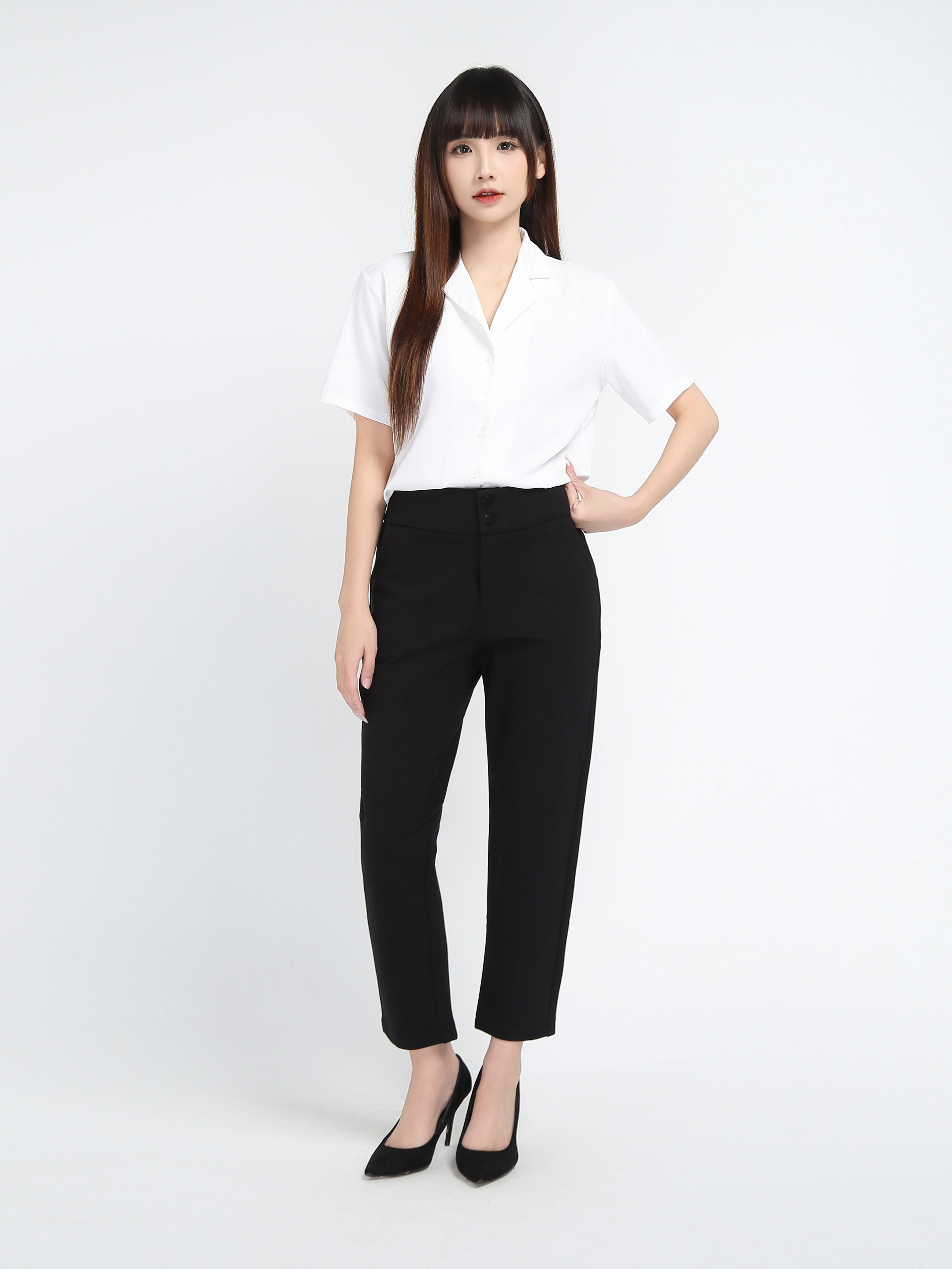 High Waist Side Pocket Long Pants 18814