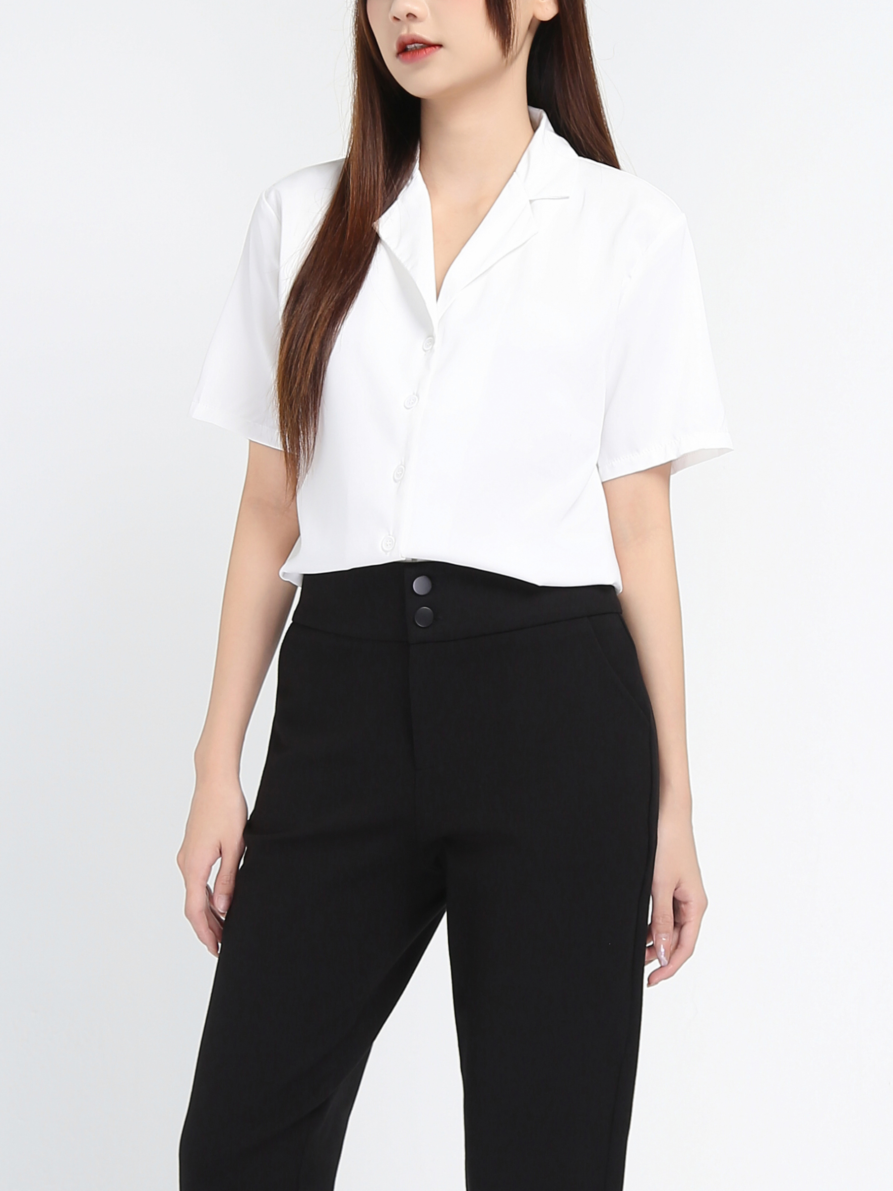 High Waist Side Pocket Long Pants 18814