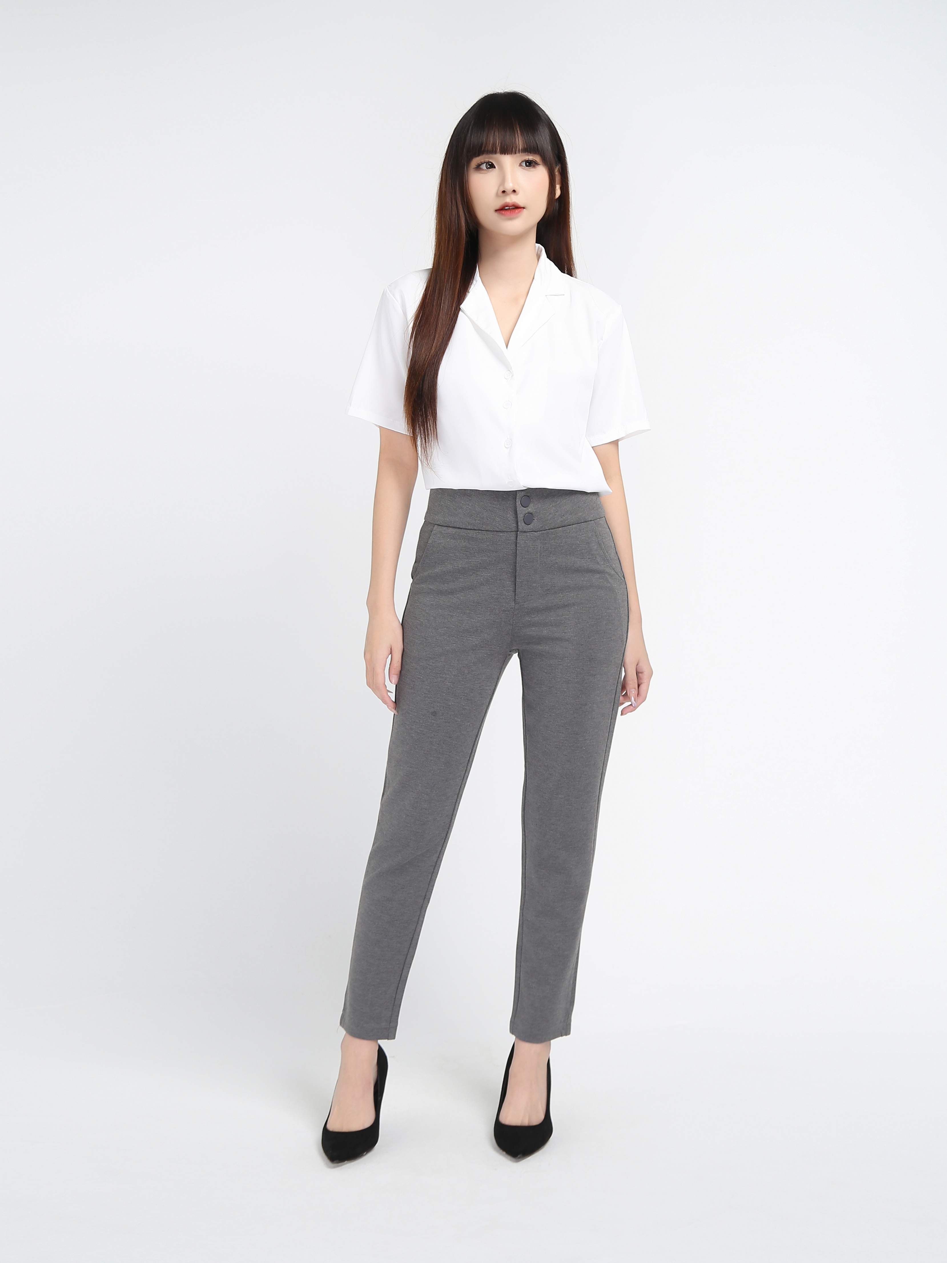 High Waist Side Pocket Long Pants 18814