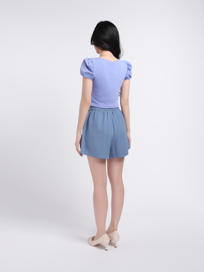 Polyester Plain Elastic Waist Two Pocket Short Pants 18248