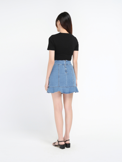 Denim Eyelet A Line Skirts 18861