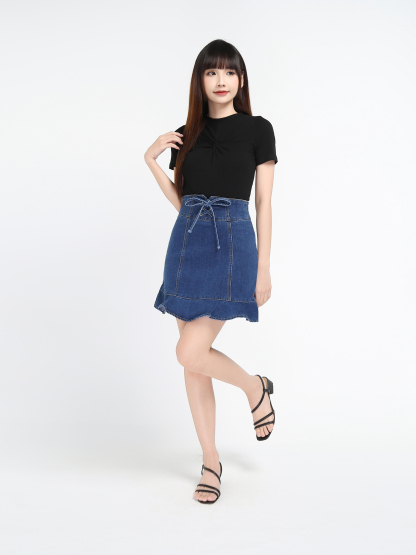 Denim Eyelet A Line Skirts 18861