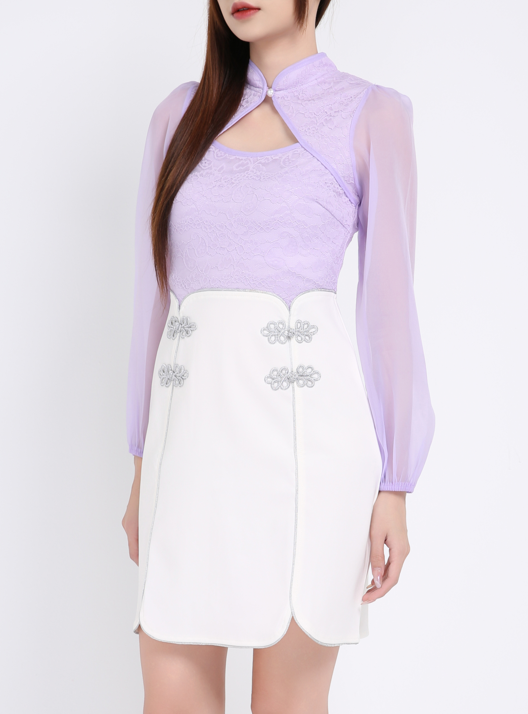 Cheongsam Transparent Sleeve Dress 19085