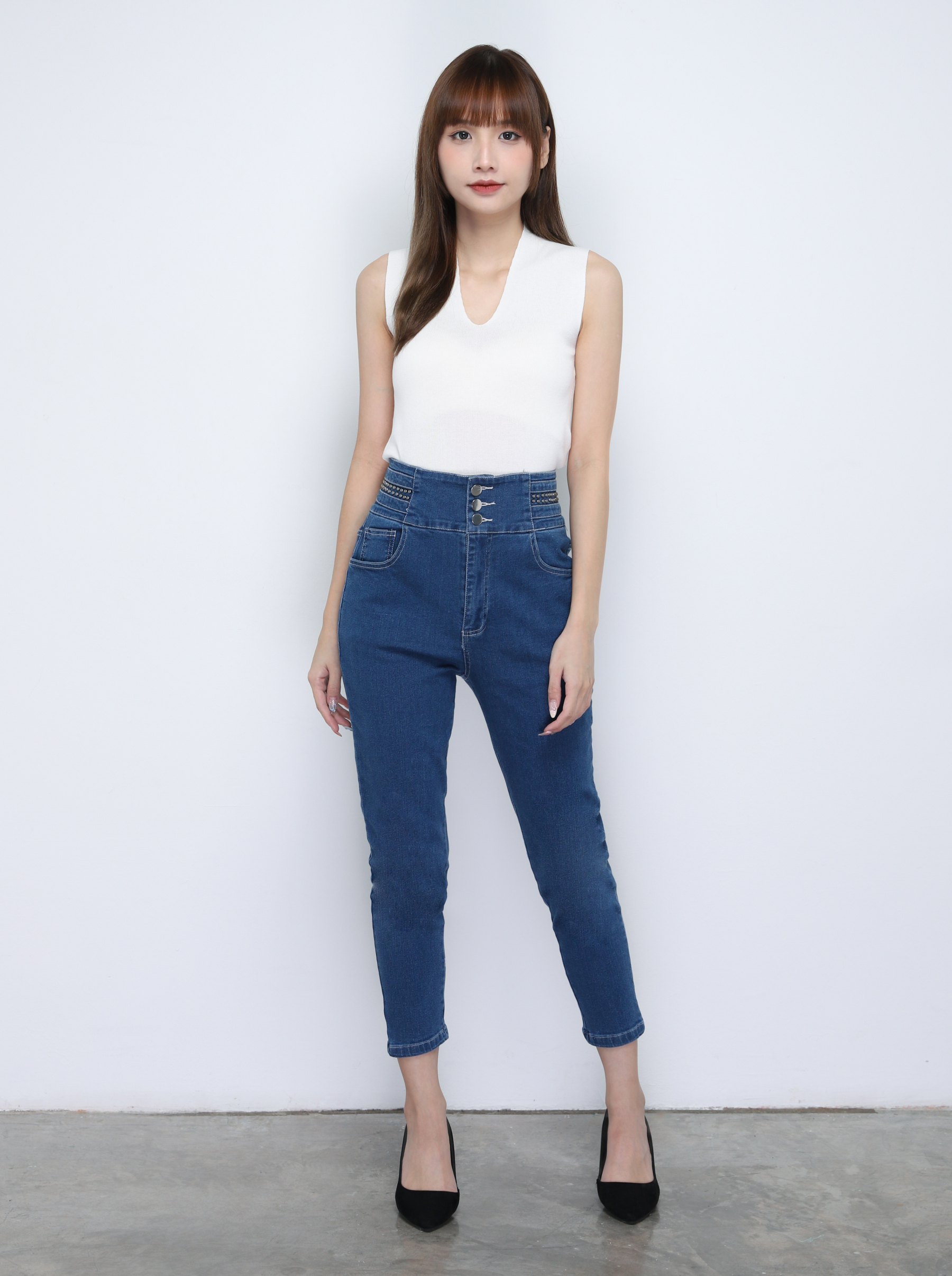 Denim High Waist Long Pants 19210