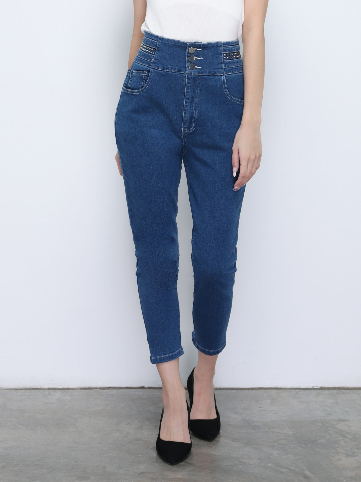 Denim High Waist Long Pants 19210