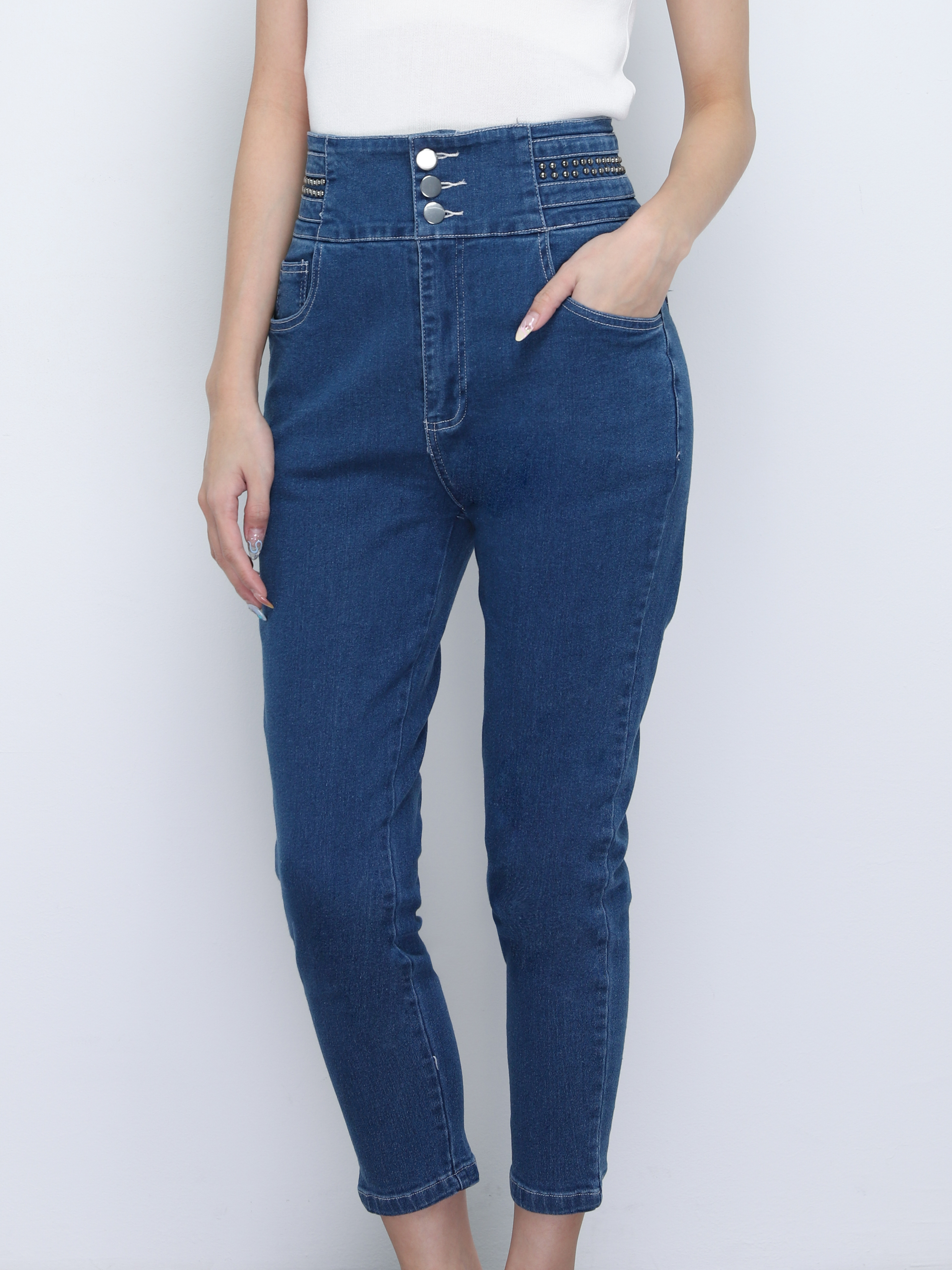Denim High Waist Long Pants 19210