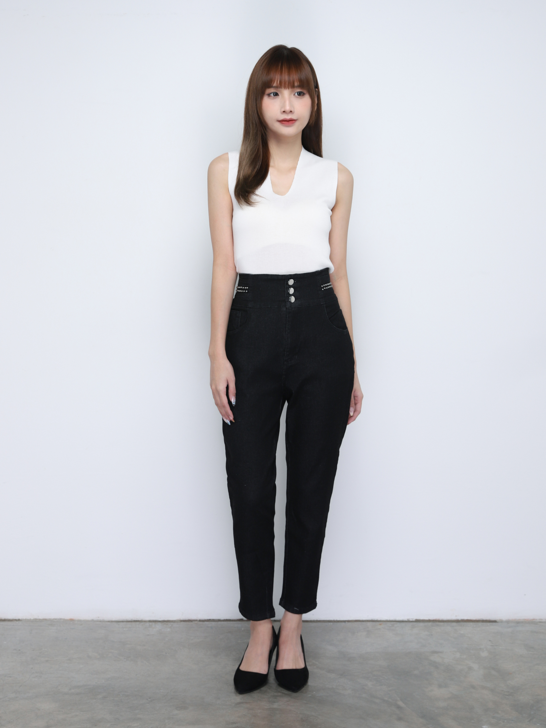 Denim High Waist Long Pants 19210