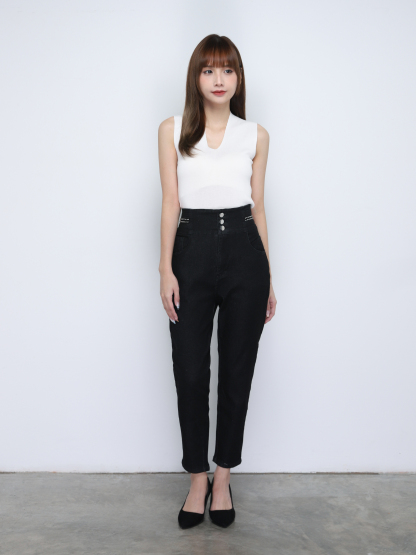 Denim High Waist Long Pants 19210