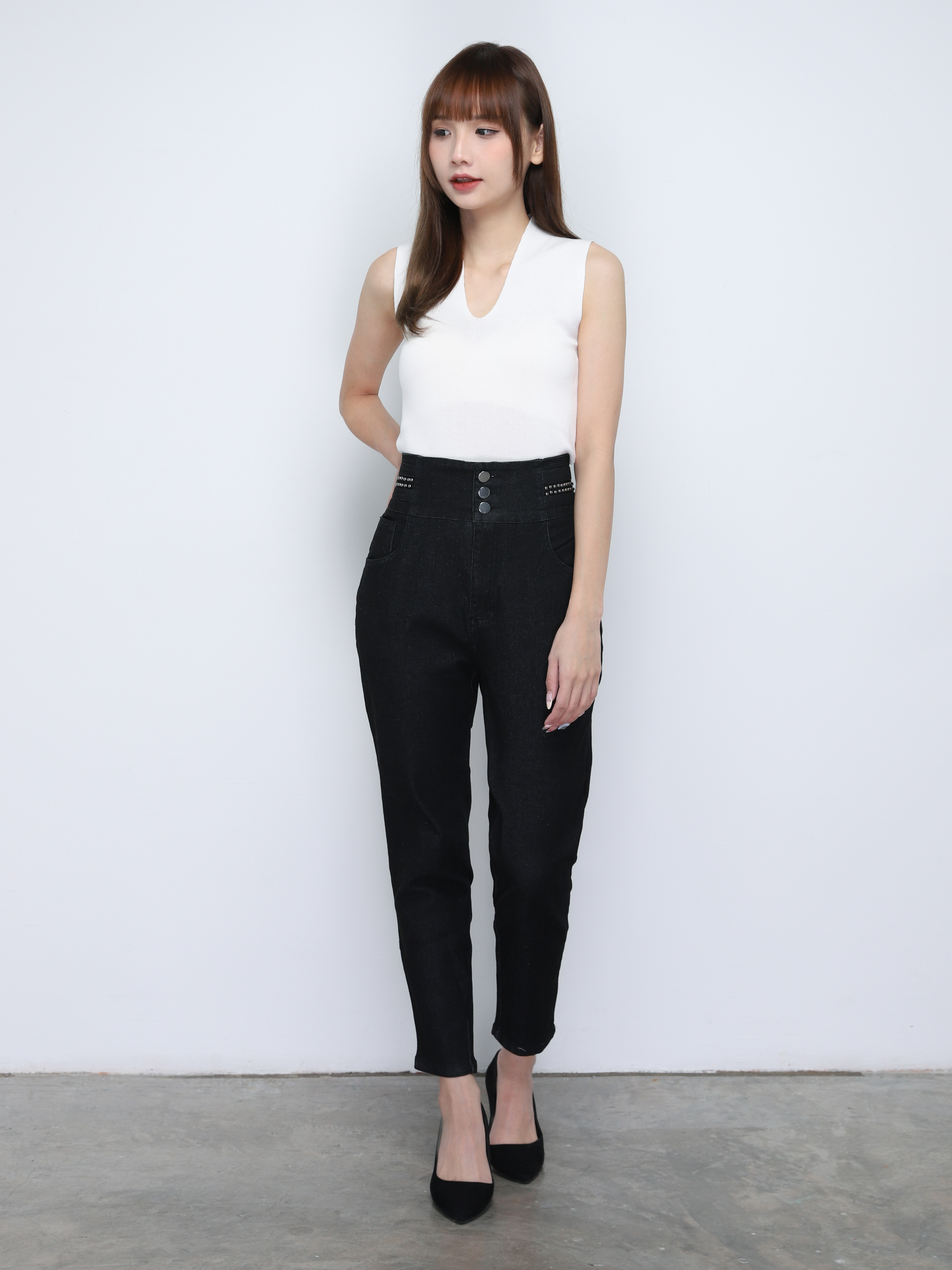 Denim High Waist Long Pants 19210