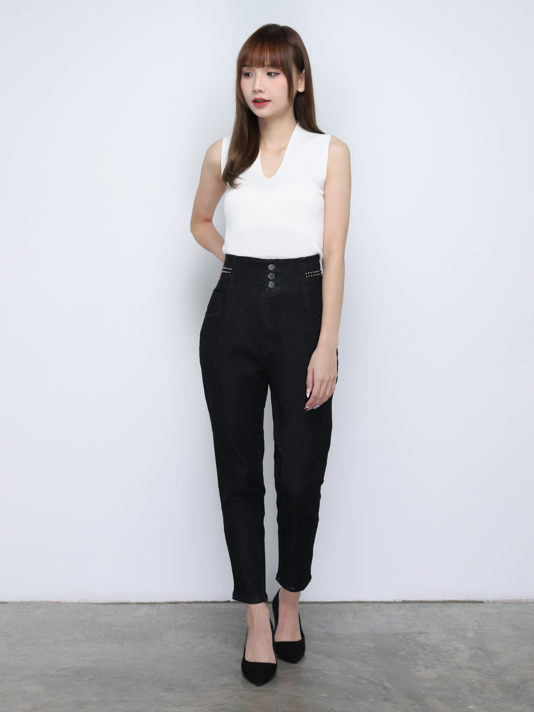 Denim High Waist Long Pants 19210