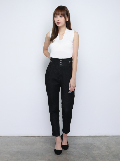 Denim High Waist Long Pants 19210