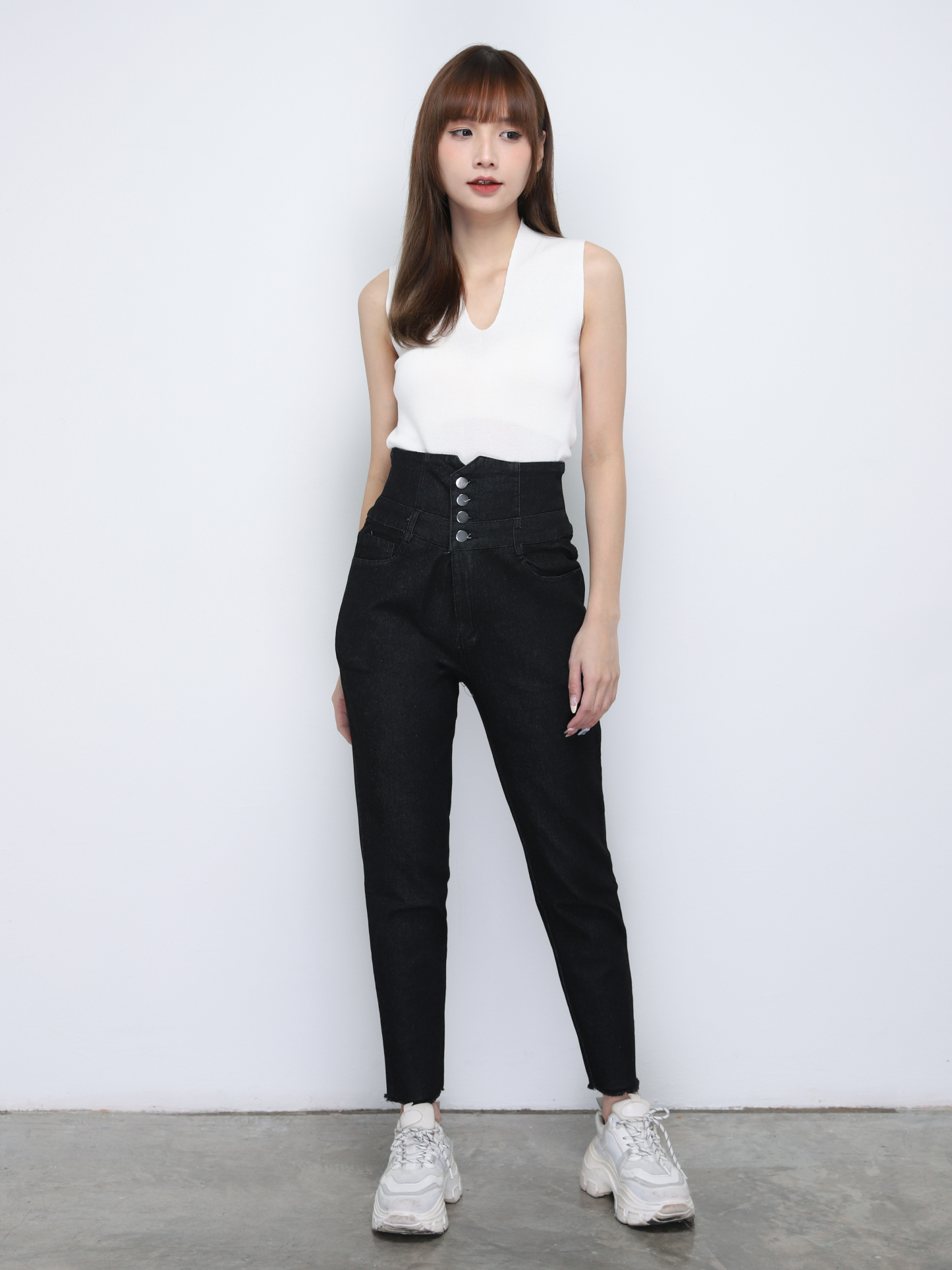 Denim High Waist Long Pants 19211