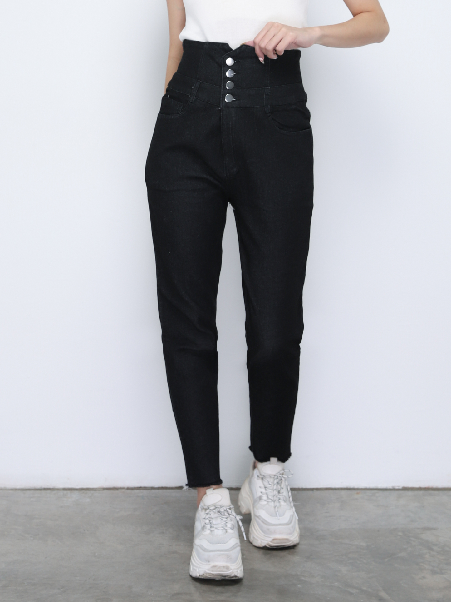 Denim High Waist Long Pants 19211