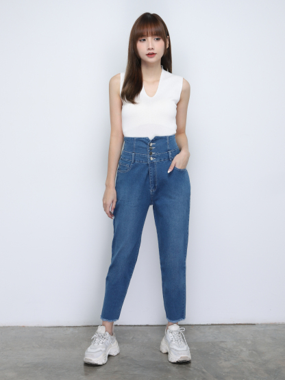 Denim High Waist Long Pants 19211