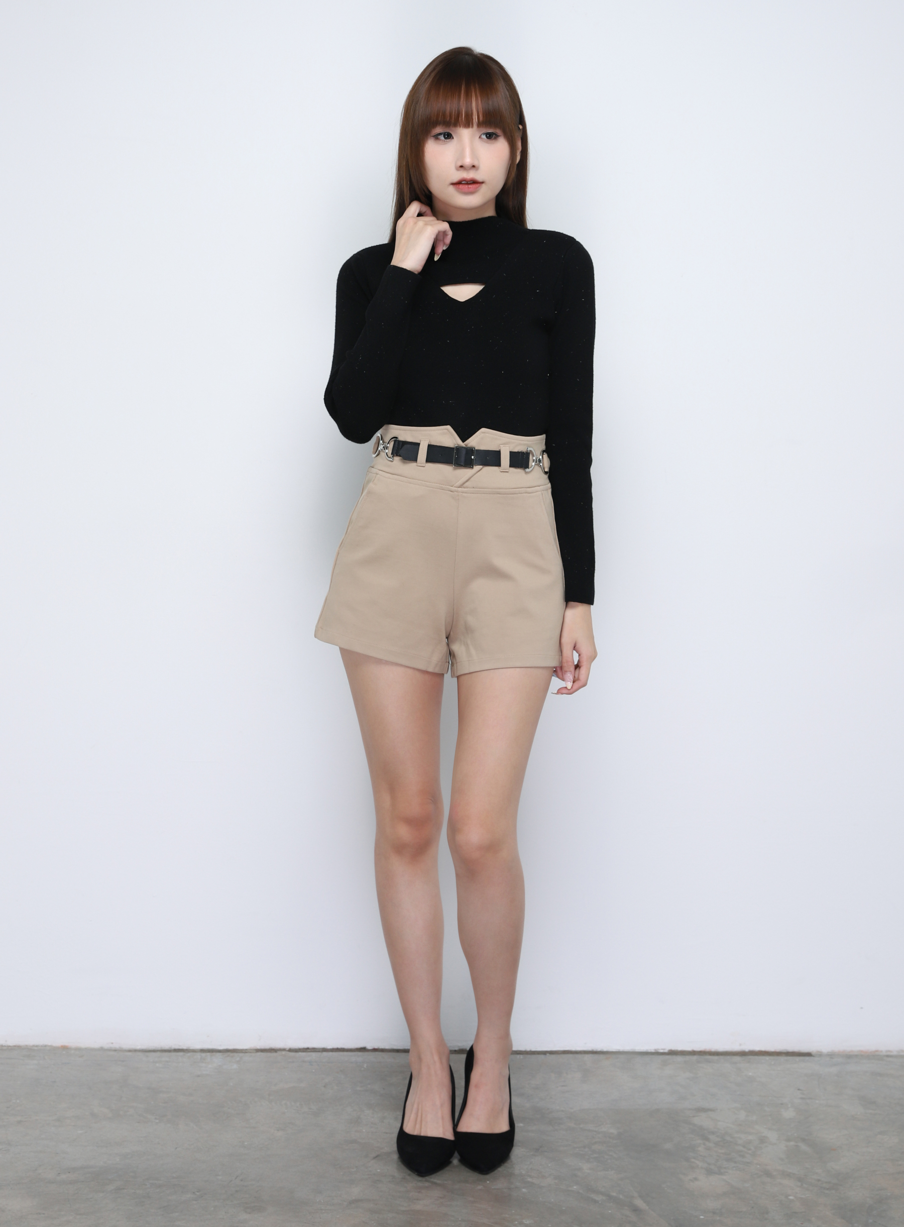 Knitted Turtle Neck Front Hole Top 19249